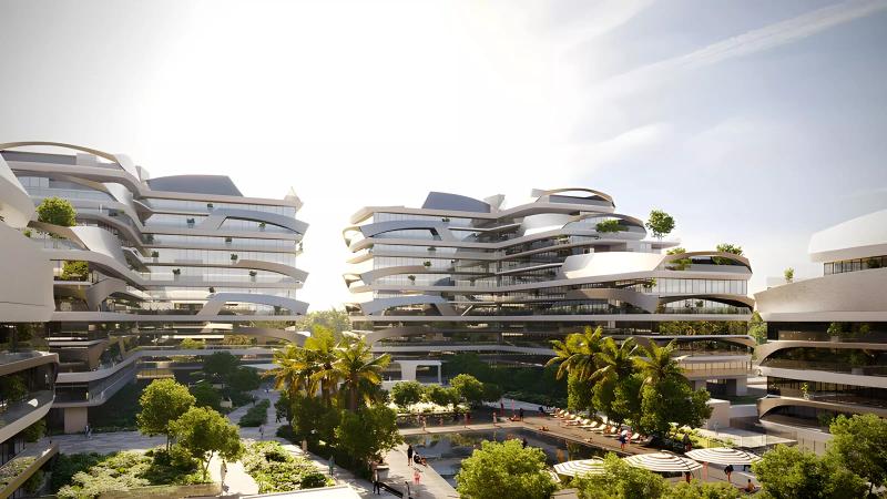 Exterior render of Tonino Lamborghini 4 apartment building in Nad Al Sheba, Dubai