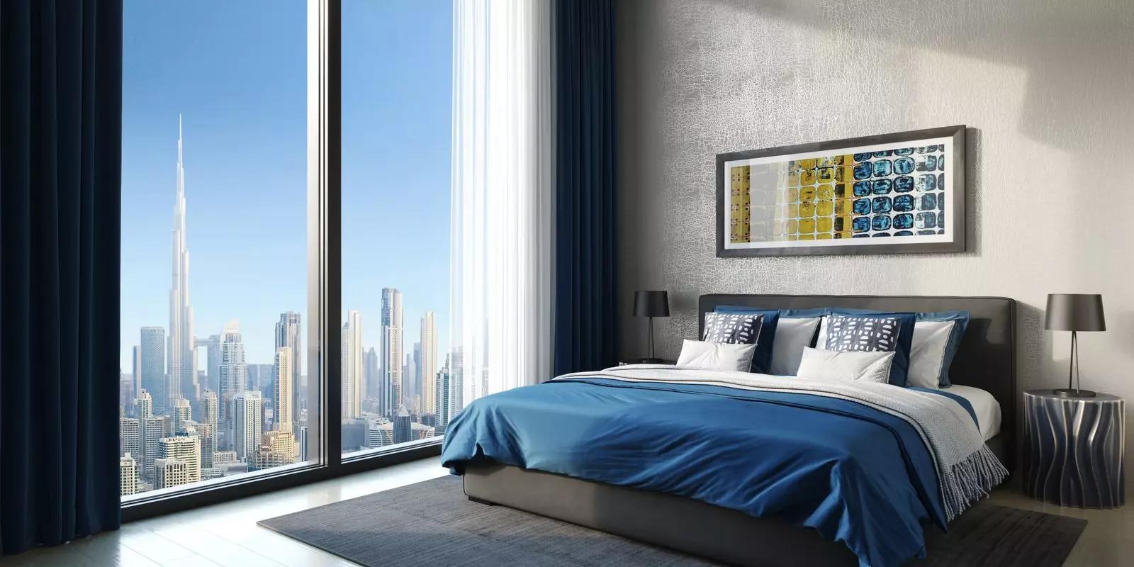 Kitchen with fitted appliances in a Sobha Creek Vistas Grande apartment, Dubai