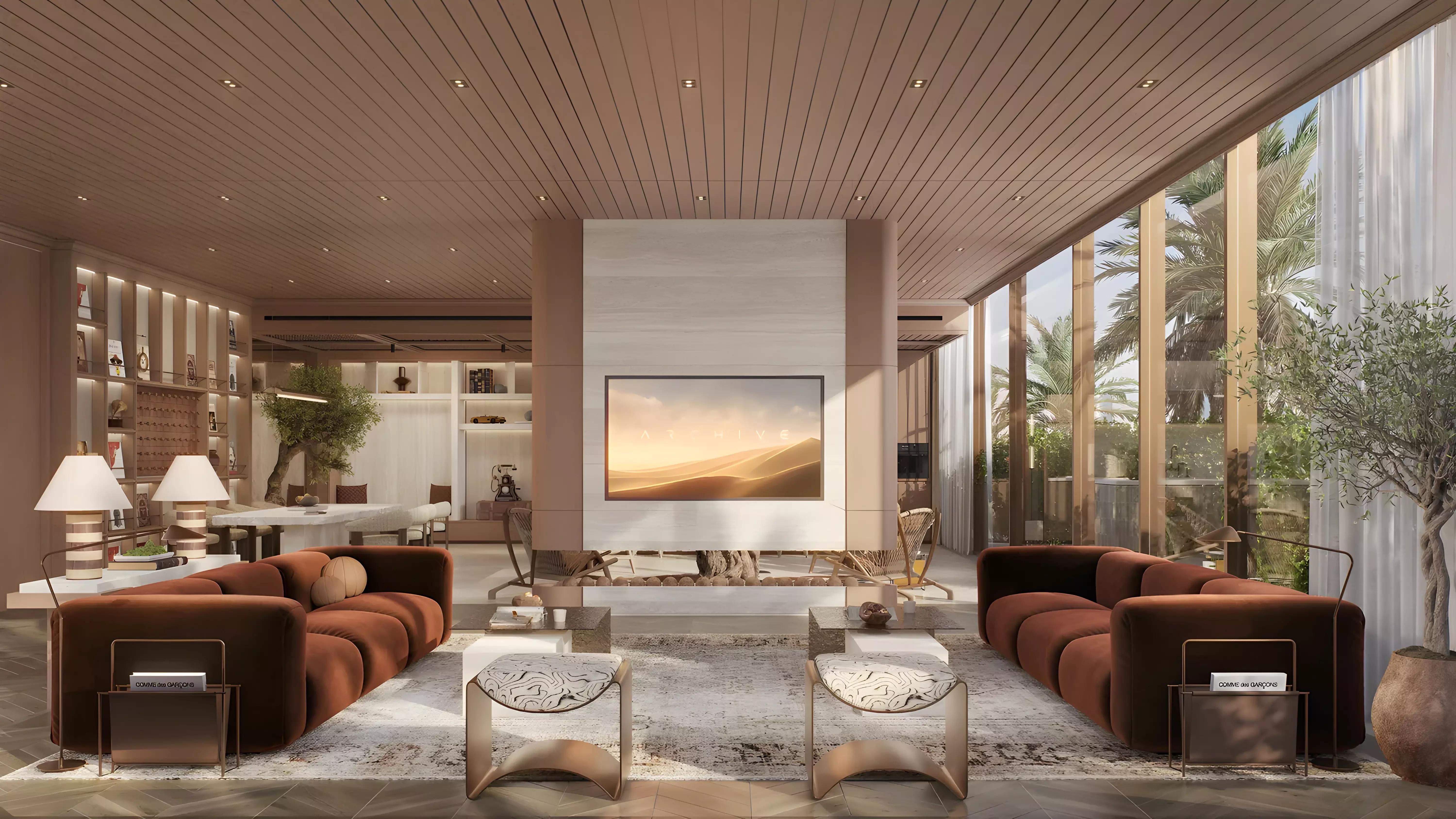 The Archive indoor swimming pool area, Dubai Land Residence Complex, Dubai
