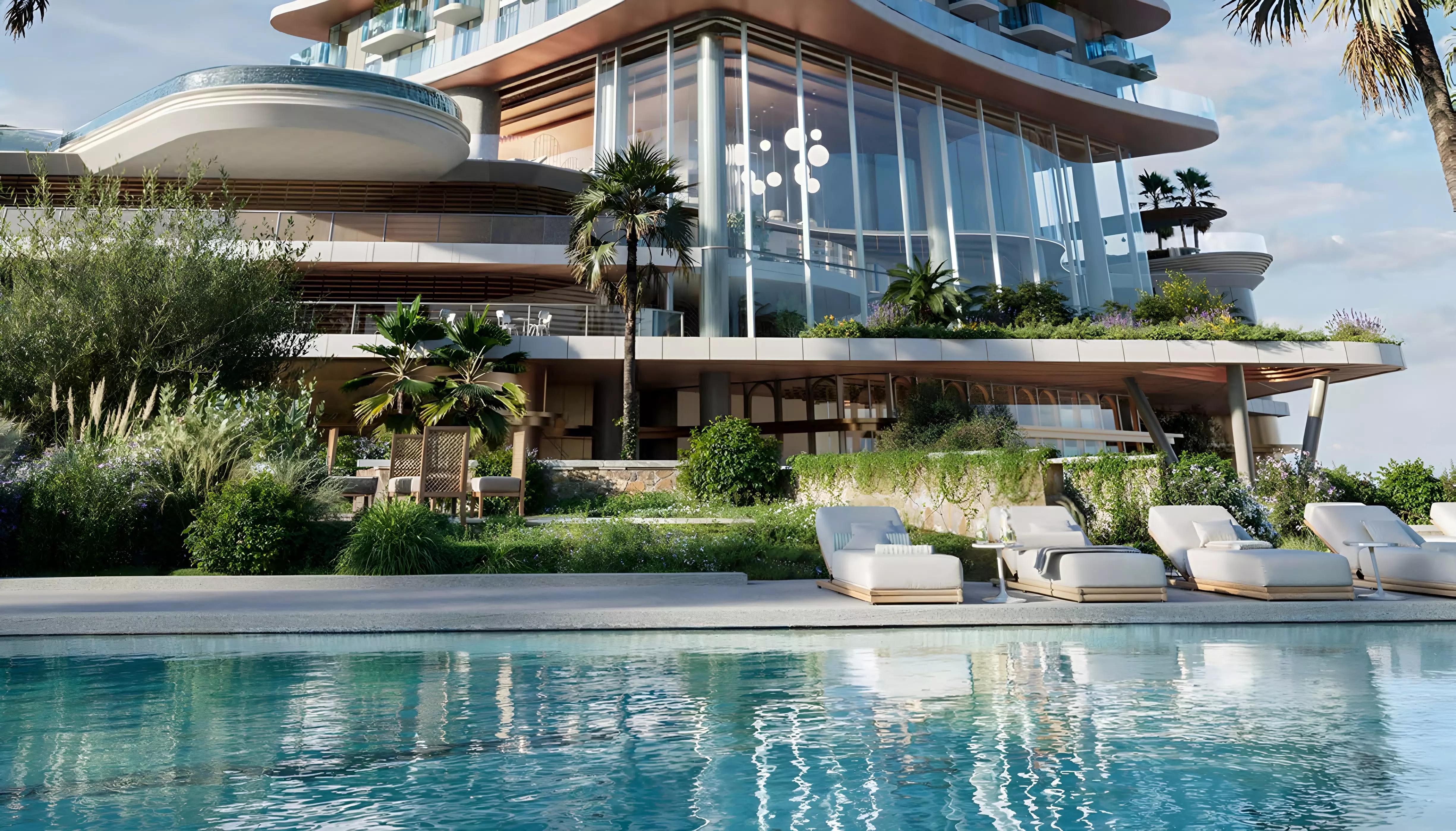 Sensia tower elevation against Dubai Maritime City skyline