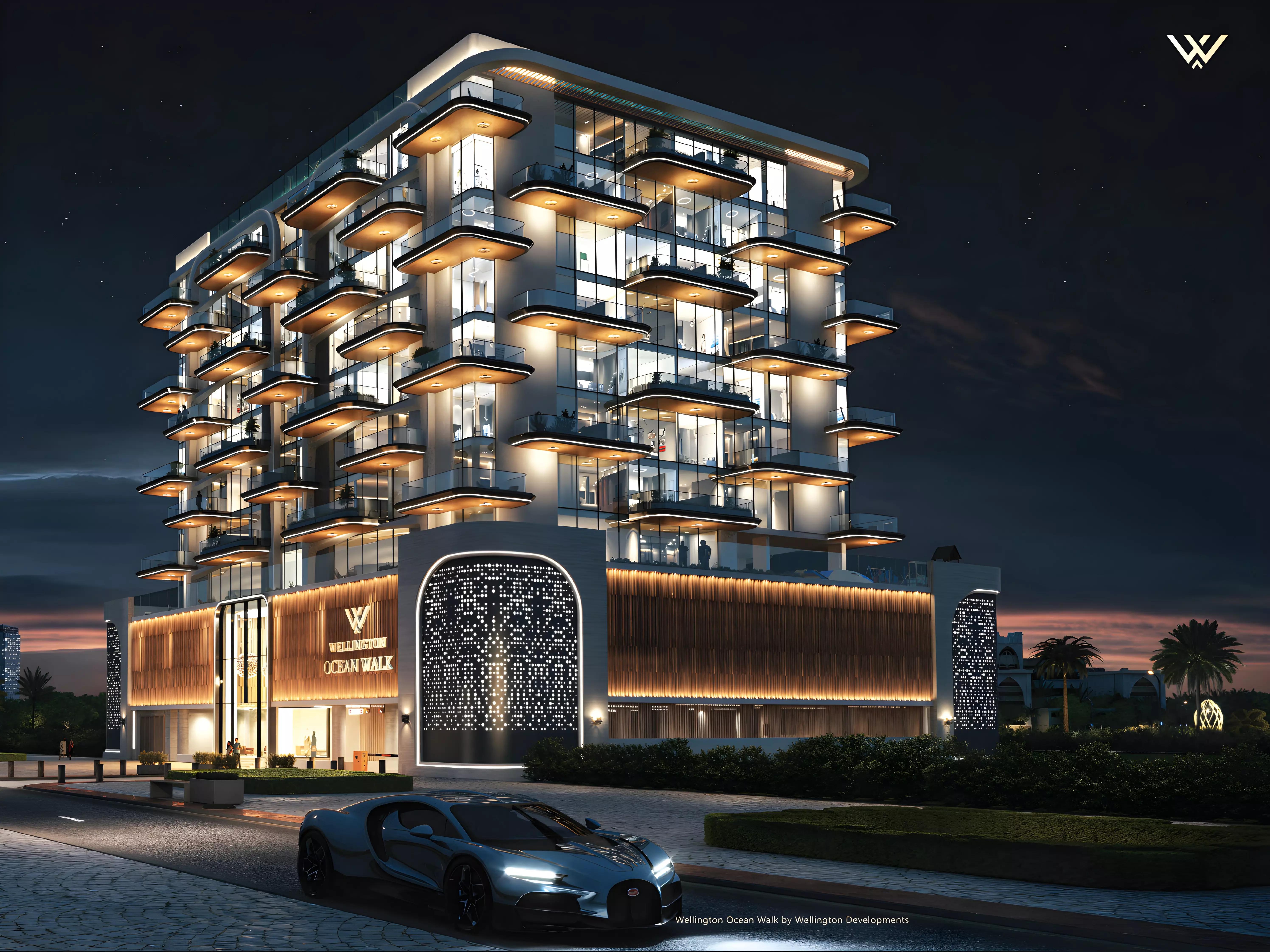 Wellington Ocean Walk apartment interior living area, Dubai Islands