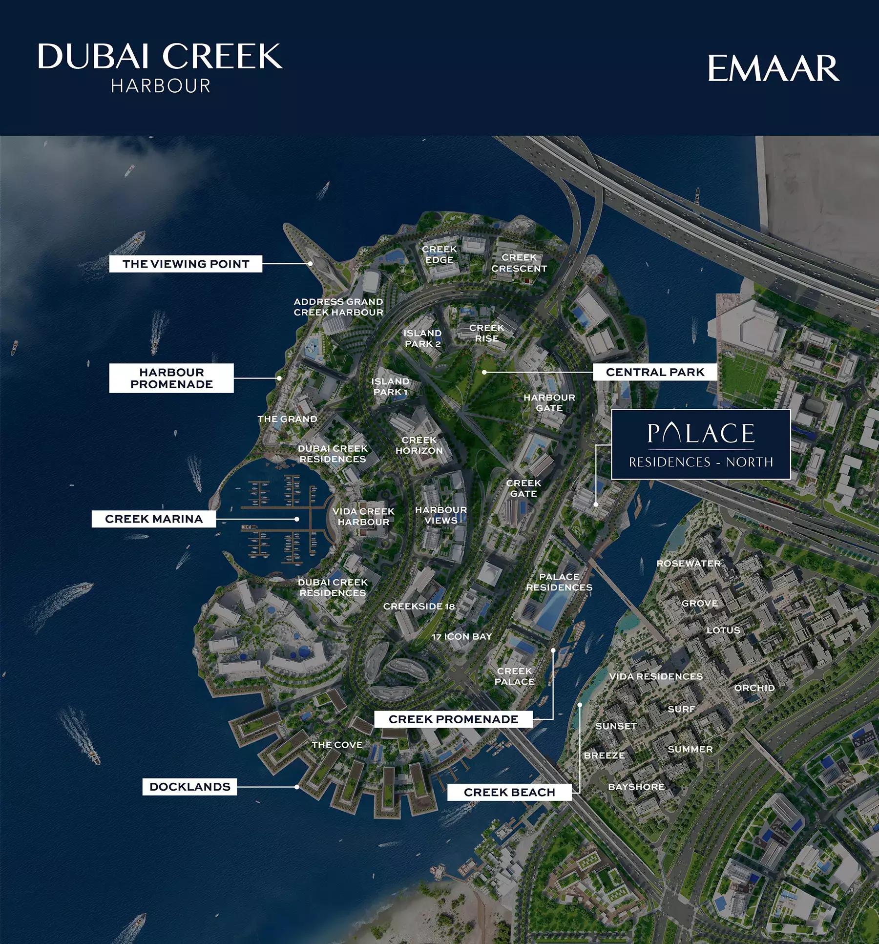 Palace Residences North master plan, Dubai Creek Harbour