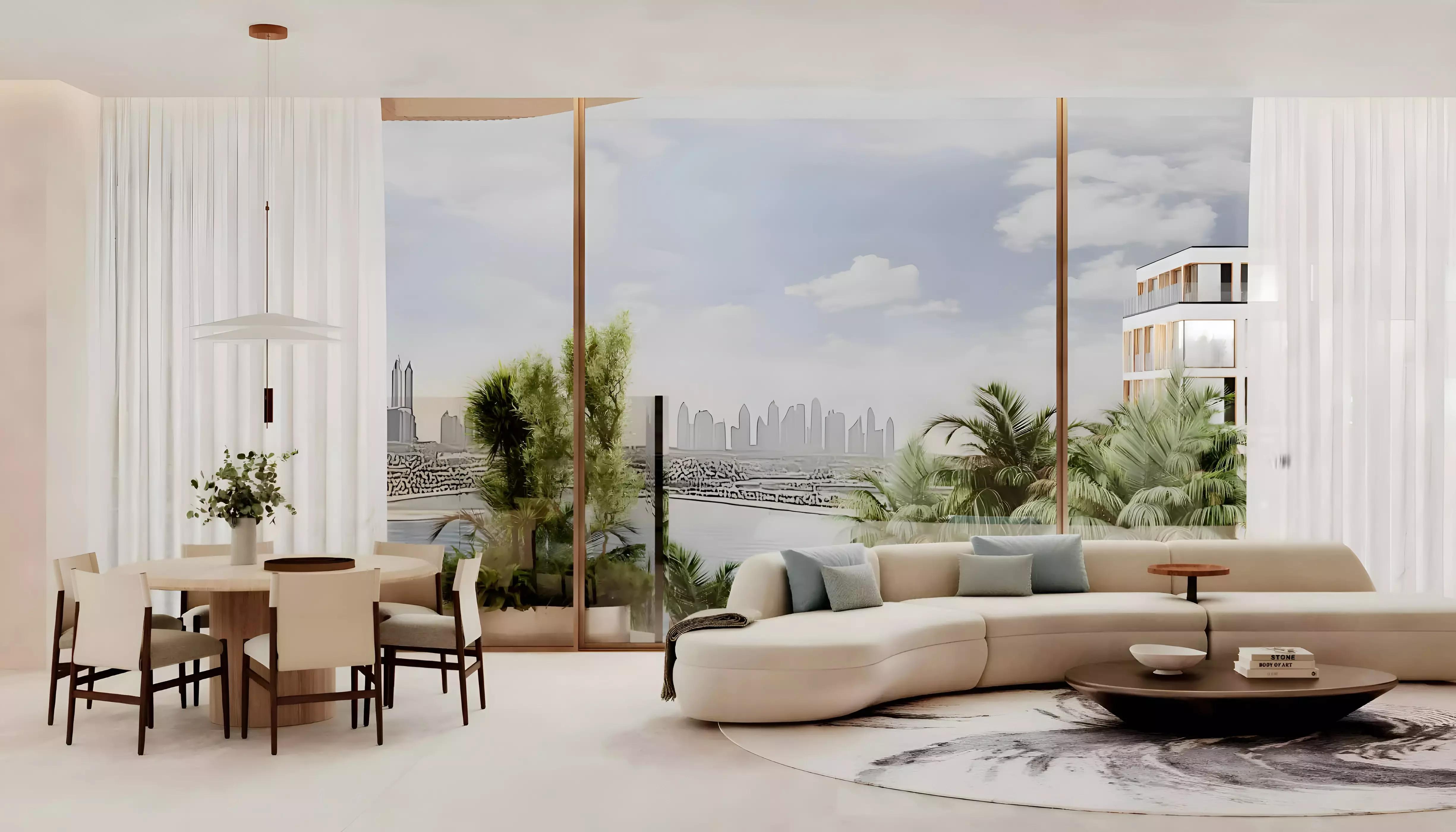 Helvetia Marine apartment interior living space, Dubai Islands