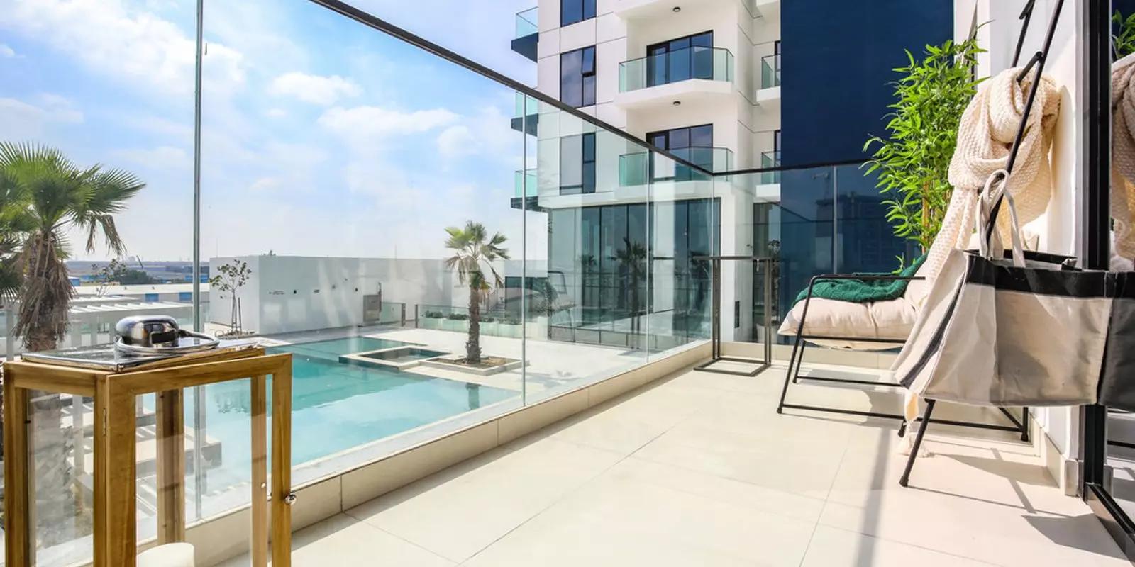 Shared swimming pool deck at The 7, Jebel Ali