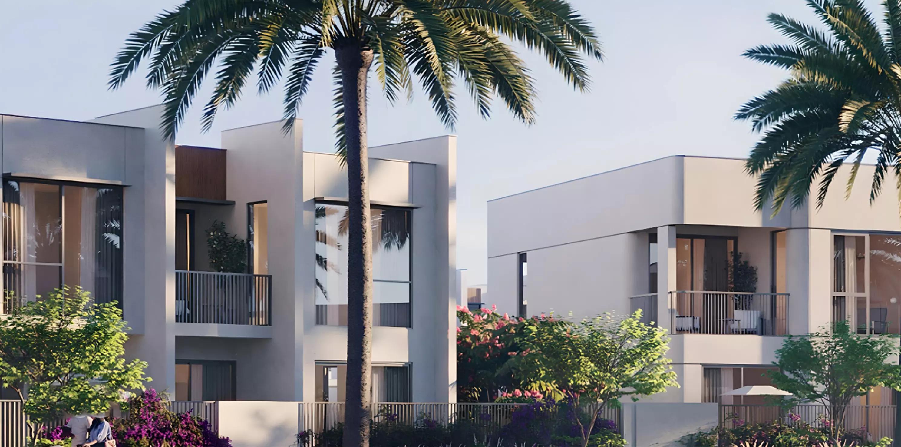 Nima townhouse rear garden view, The Valley, Dubai