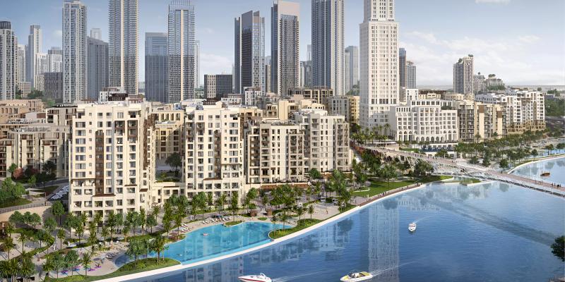 Exterior view of Rosewater at Creek Beach residential tower, Dubai Creek Harbour