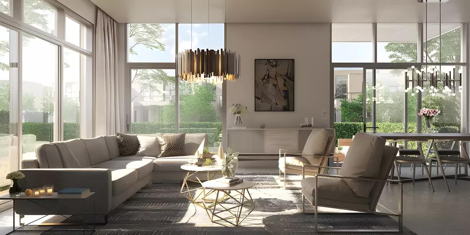 Shared swimming pool area at Senses at The Fields townhouse community, Dubai