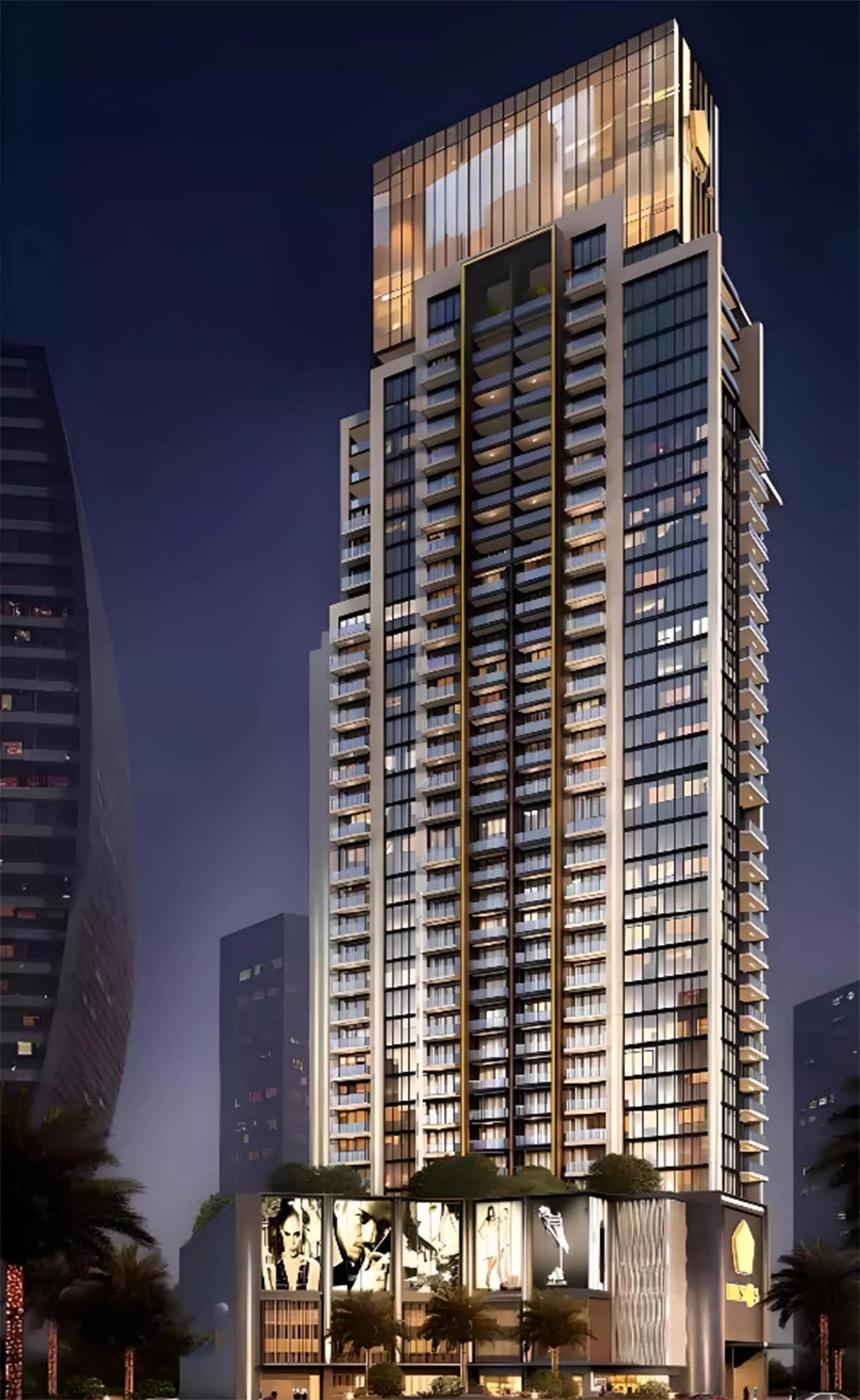 West 5 Tower building elevation from street level, Business Bay, Dubai