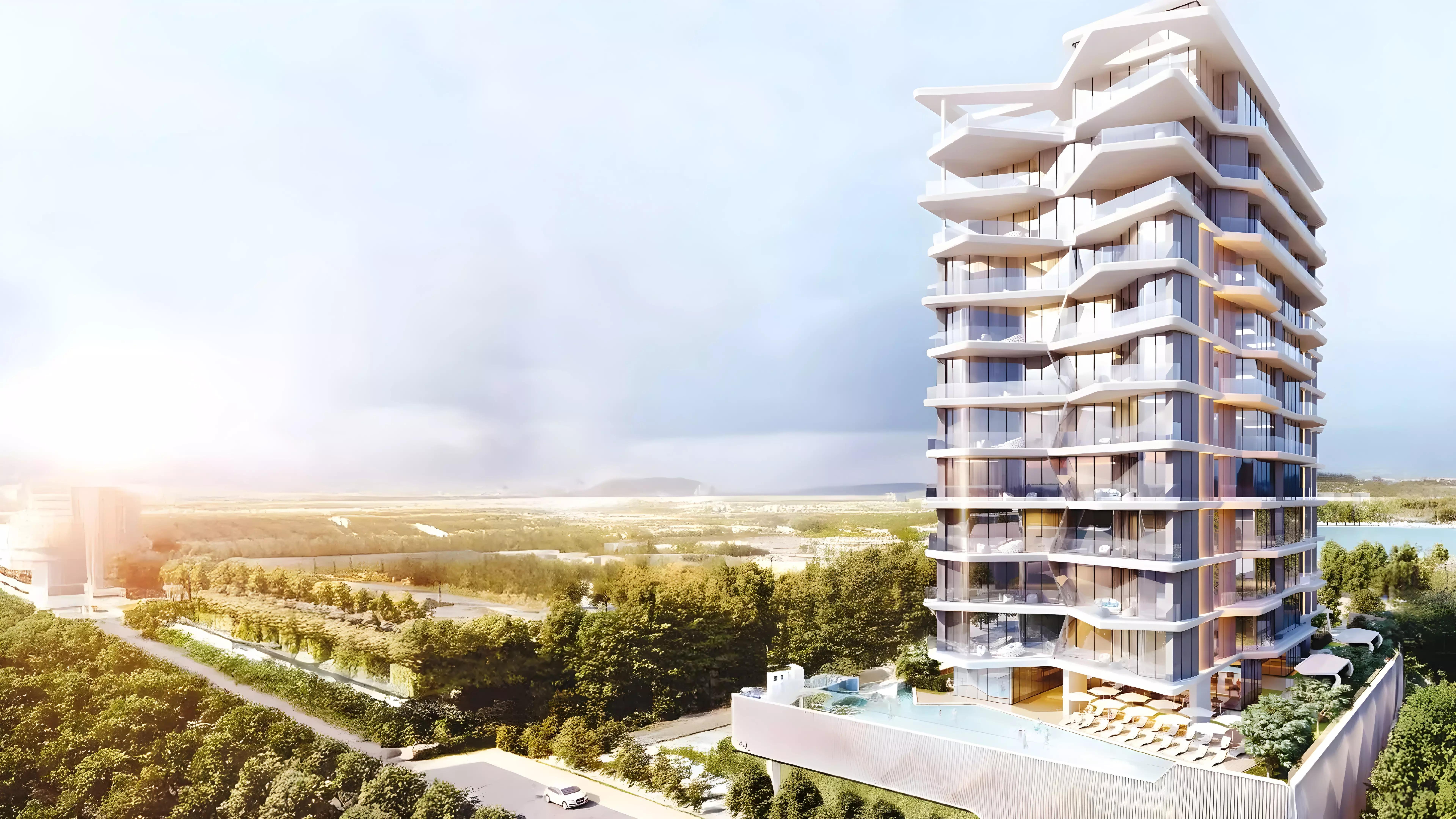Luxury Canal Residences exterior facade on Dubai Islands waterfront
