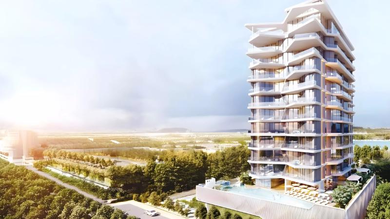 Luxury Canal Residences exterior facade on Dubai Islands waterfront