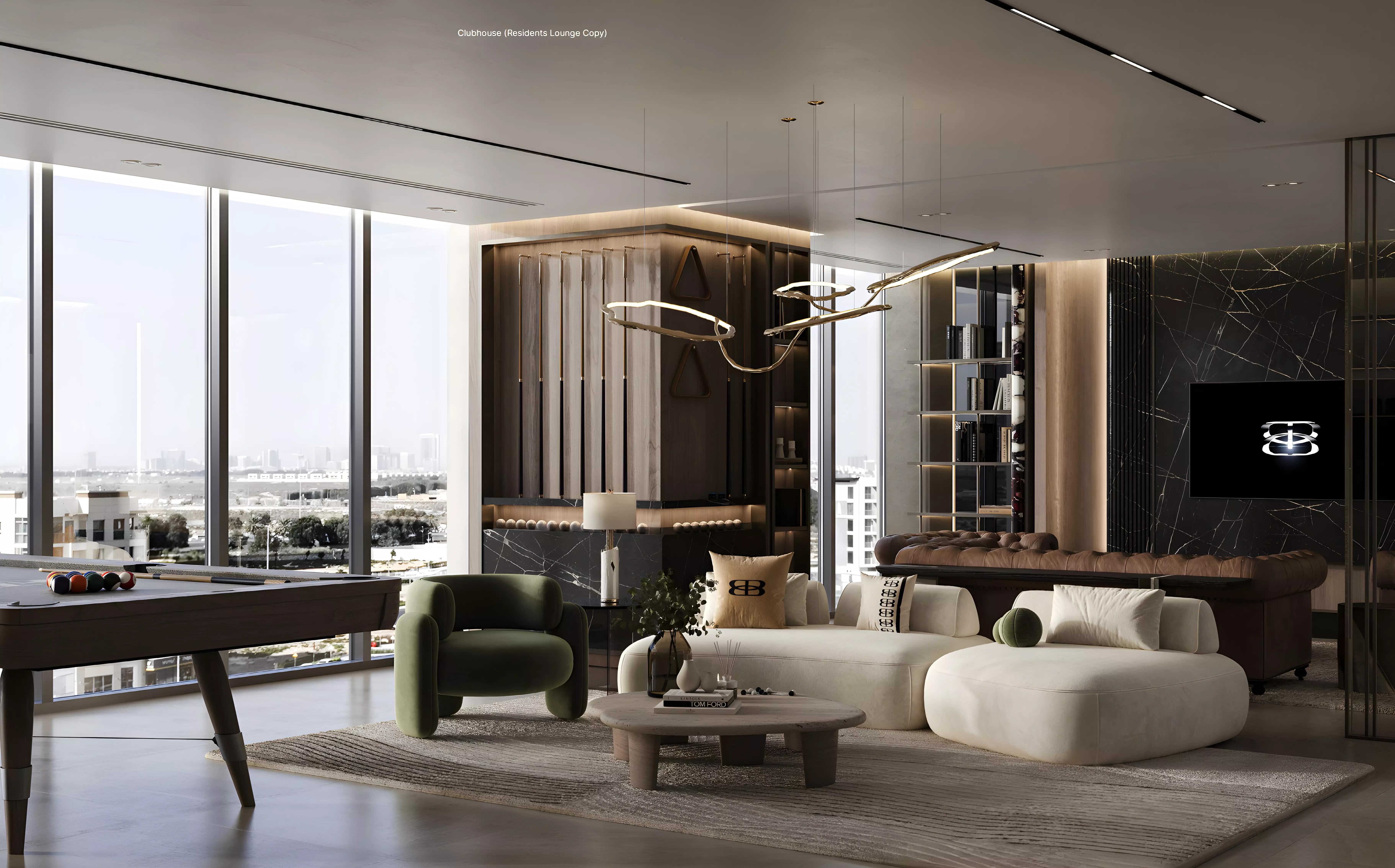 Bond Living landscaped garden and outdoor seating area, DLRC, Dubai