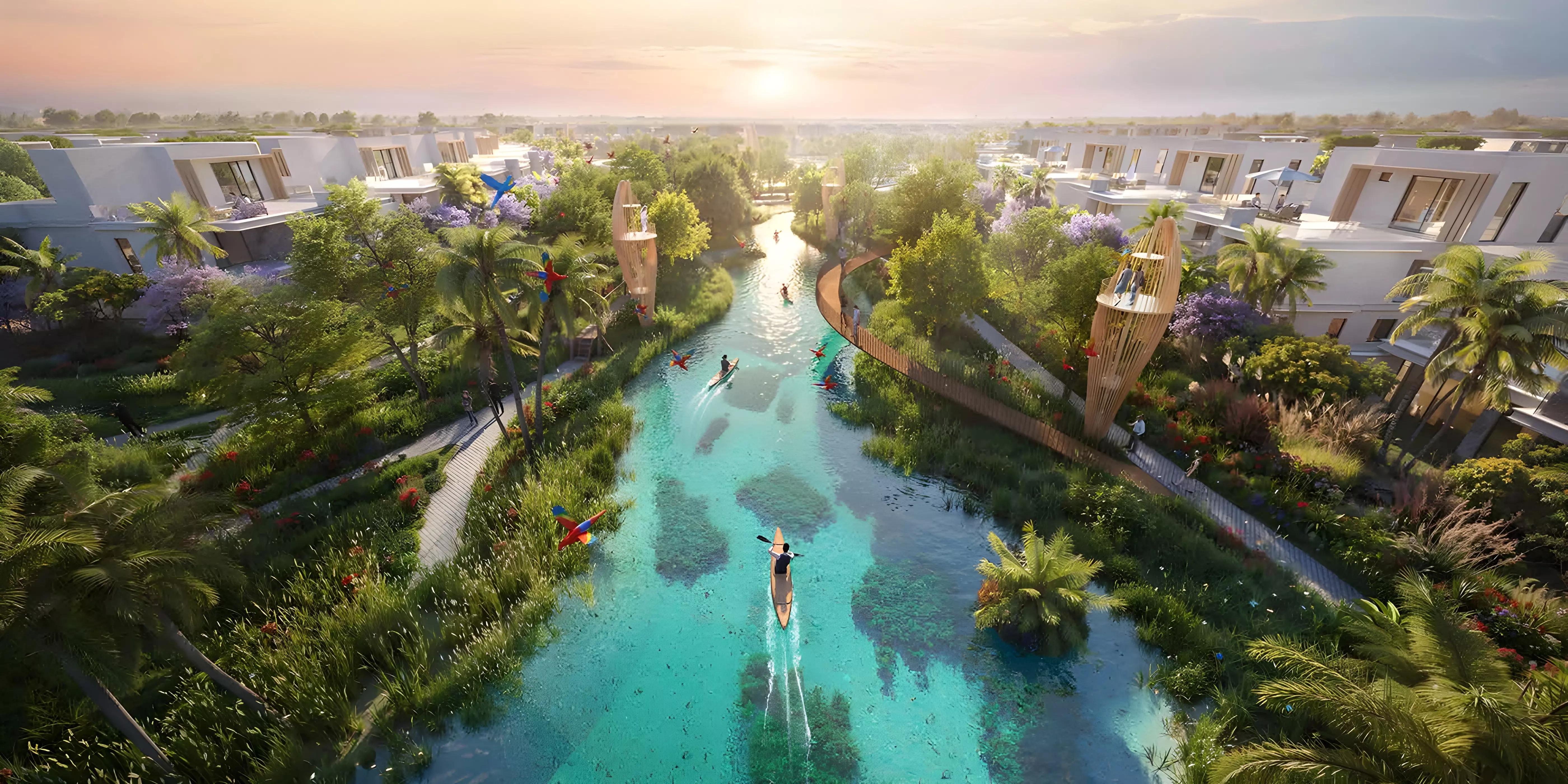 Bahamas cluster exterior view at DAMAC Islands 2, Dubai Land, Dubai
