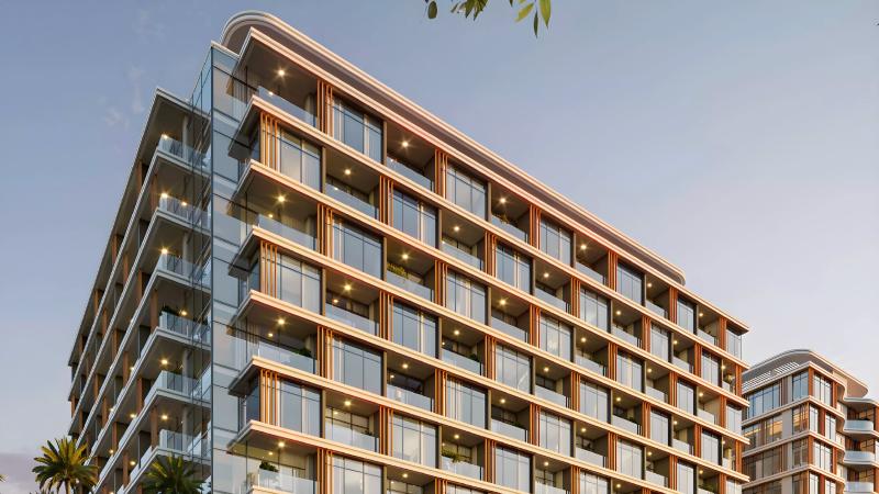Holm One apartment building exterior in Jumeirah Garden City, Al Satwa, Dubai