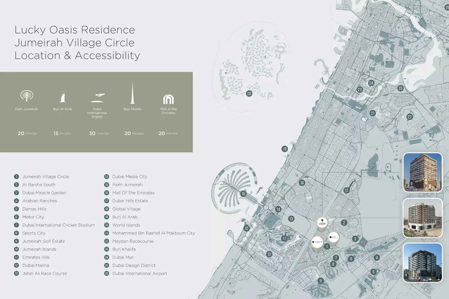 Master plan layout of Lucky Oasis Residence, Jumeirah Village Circle, Dubai