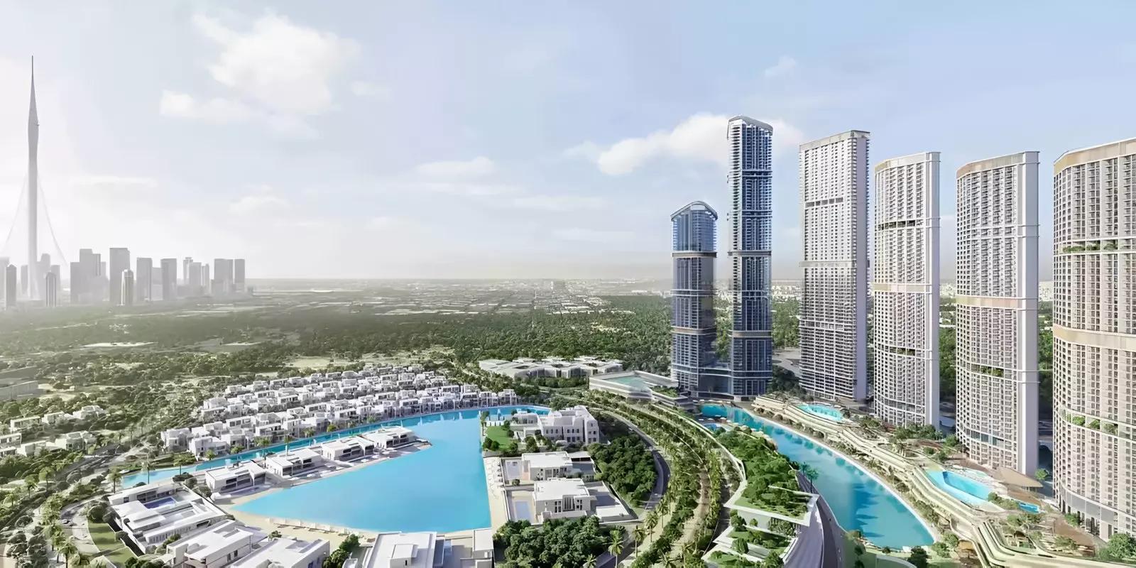 430 Riverside Crescent residential facade and landscaping, Sobha Hartland II, Dubai