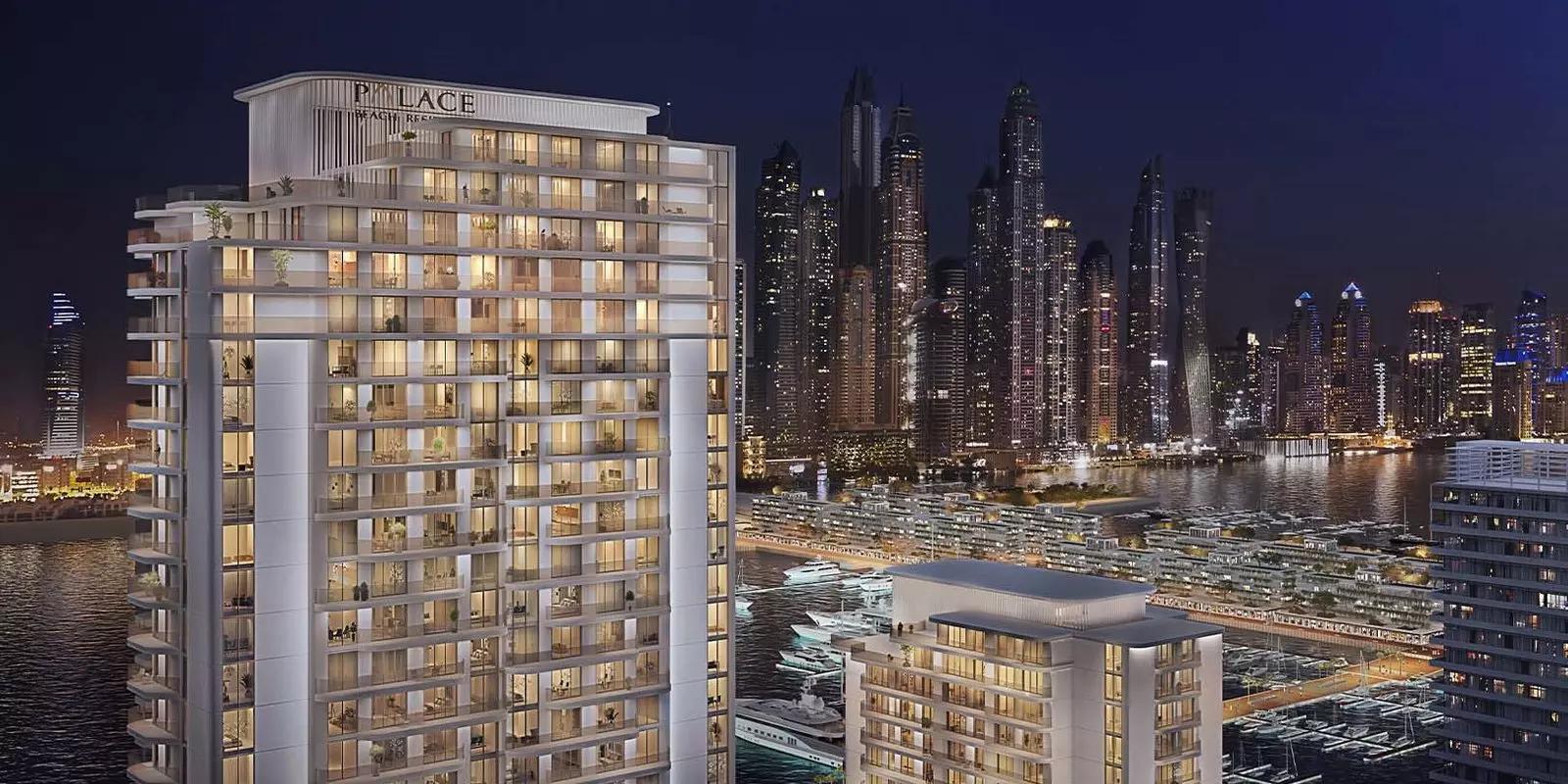 Palace Residences building view over The Lagoons, Dubai Creek Harbour