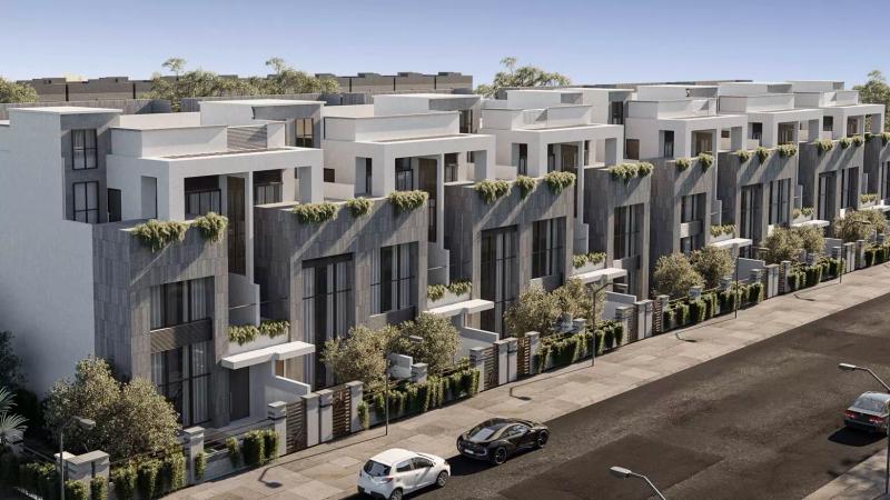 Marwa Homes Phase 4 townhouse exterior facade in Jumeirah Village Circle, Dubai