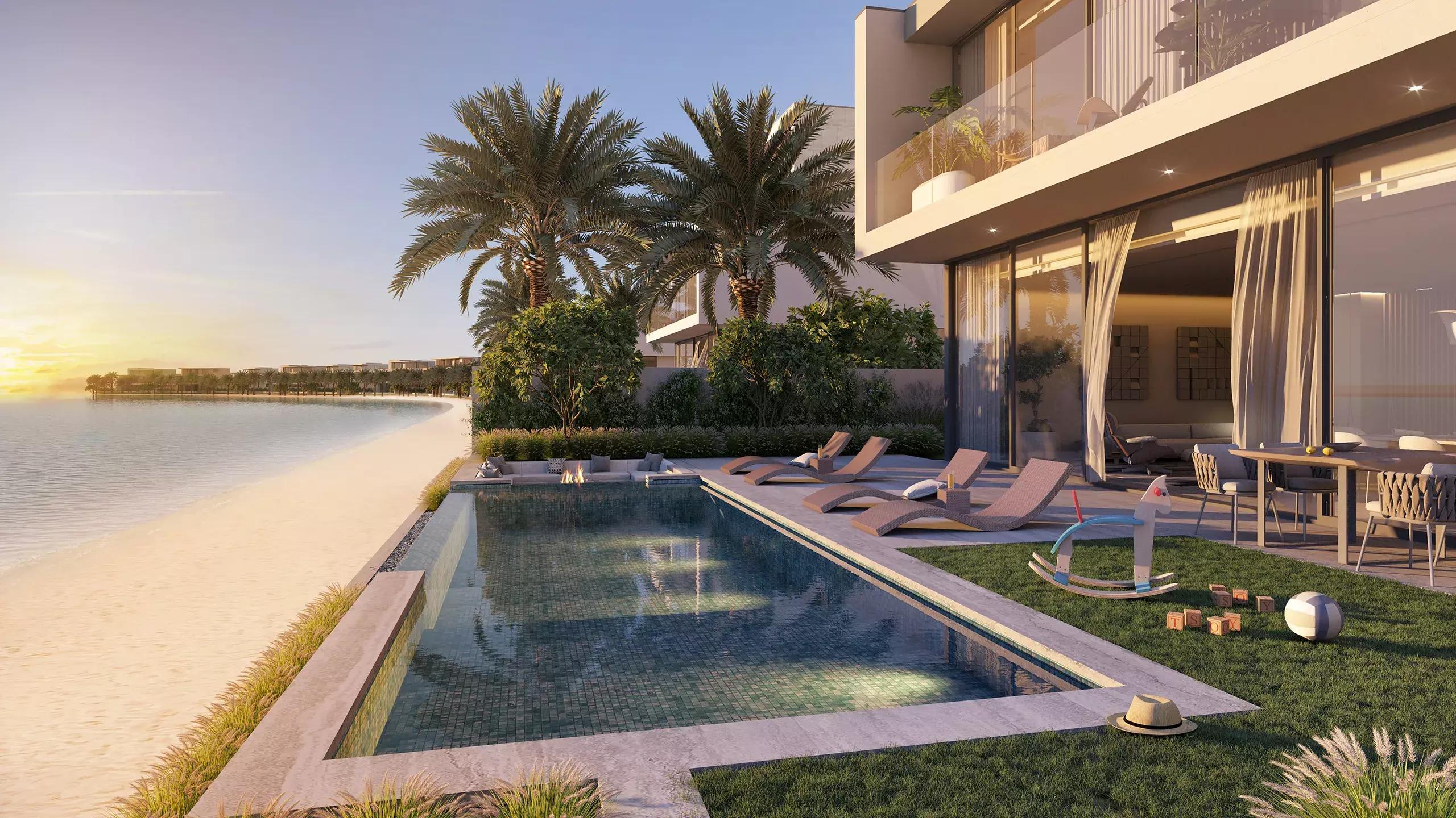 Villa Cyan Sky waterfront villa view, Palm Jebel Ali, Dubai