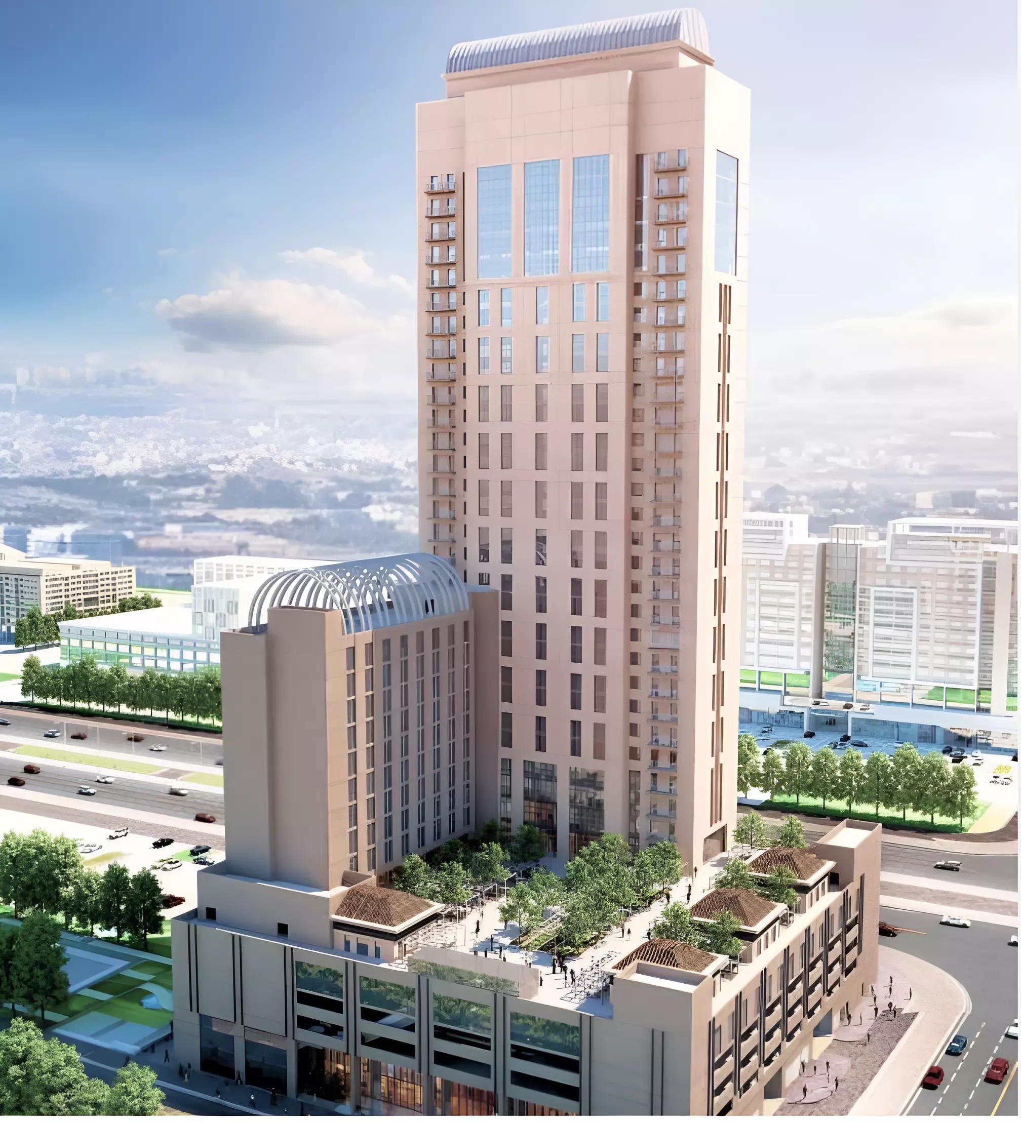 Courtyard by Marriott amenity deck with indoor pool area, JVC, Dubai