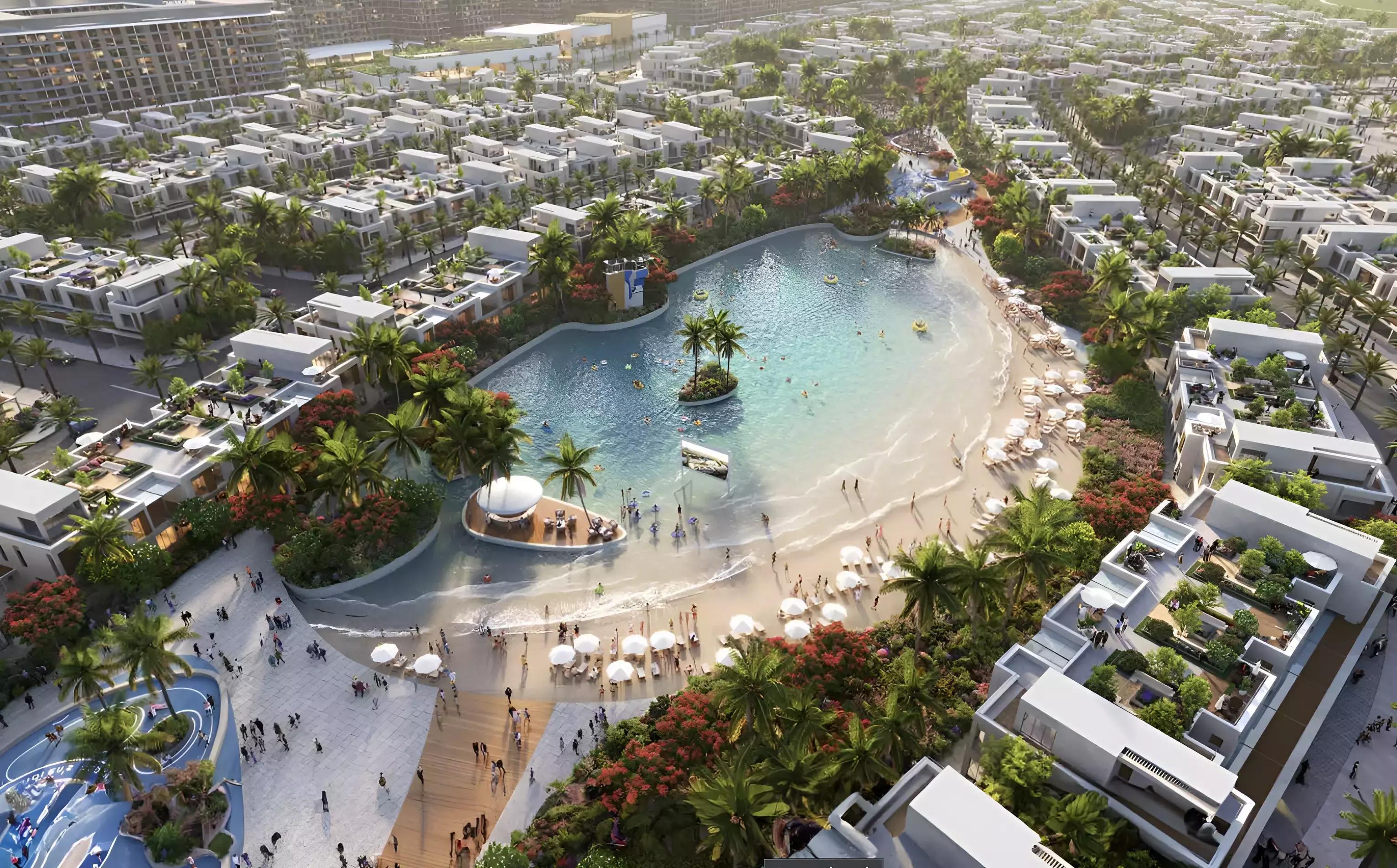 Damac Green Vein landscaped garden area, Damac Riverside, DIP 2