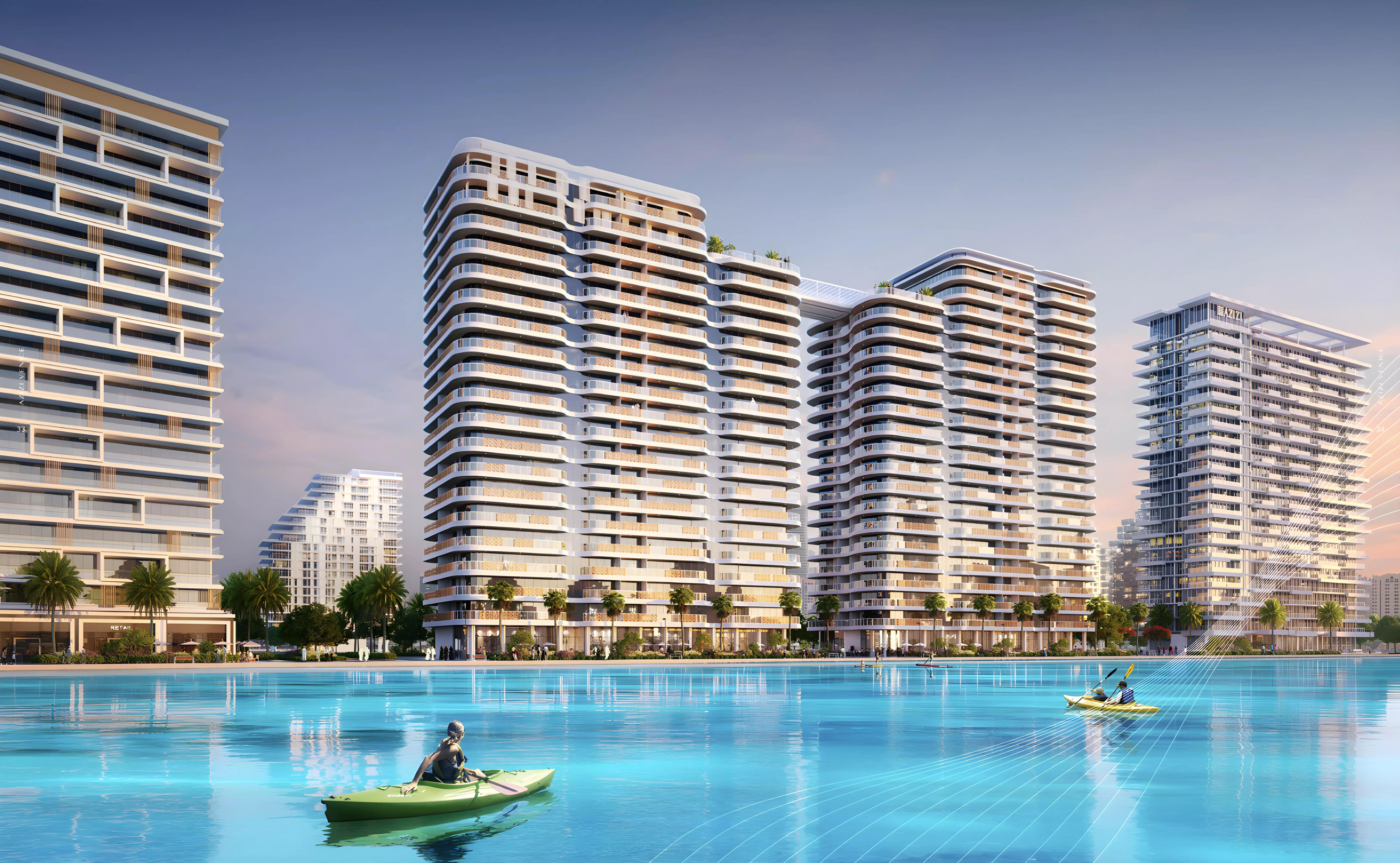 Landscaped grounds at Azizi Venice 6, Dubai South