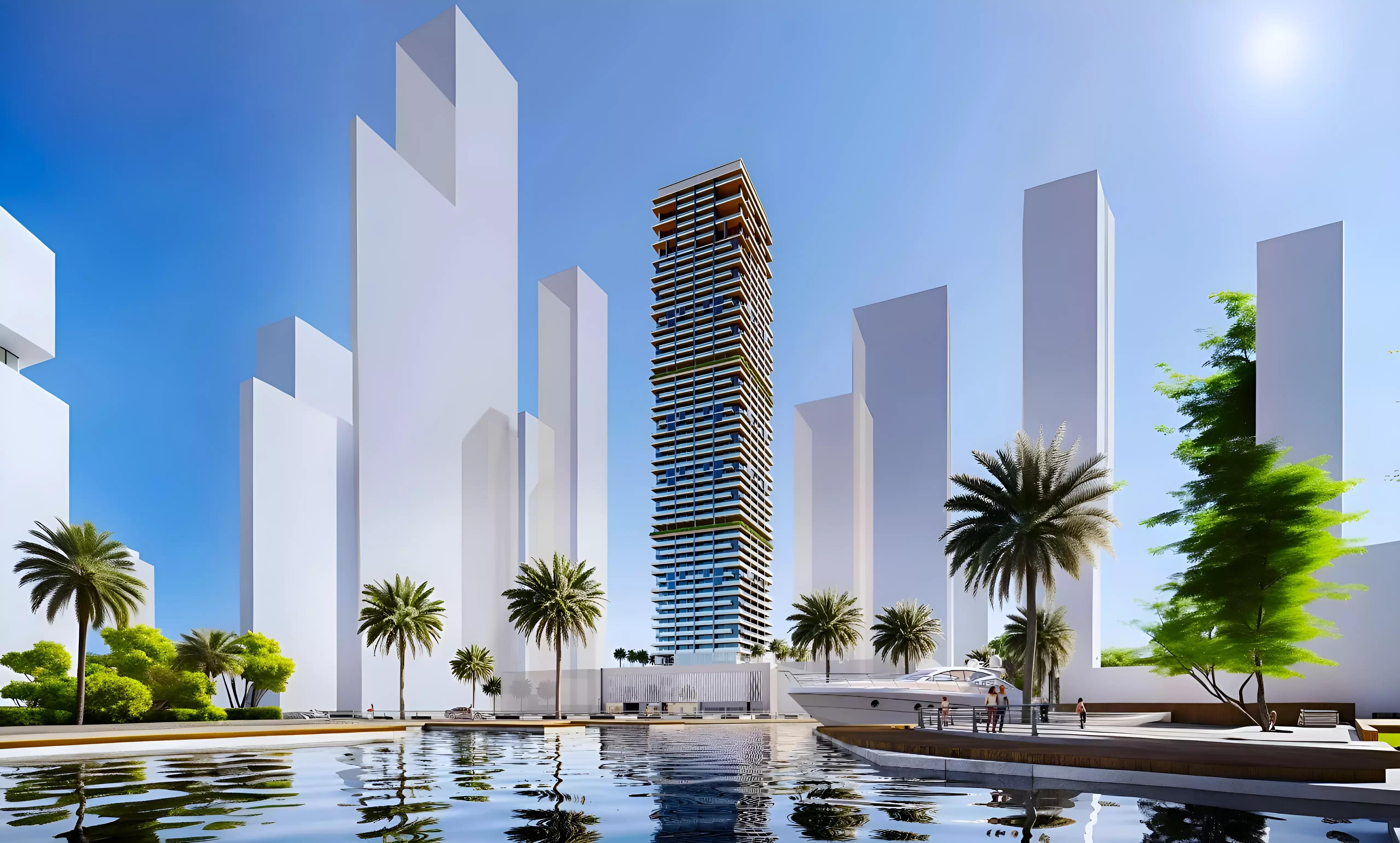 Kempinski Marina Residences tower exterior view, Dubai Marina