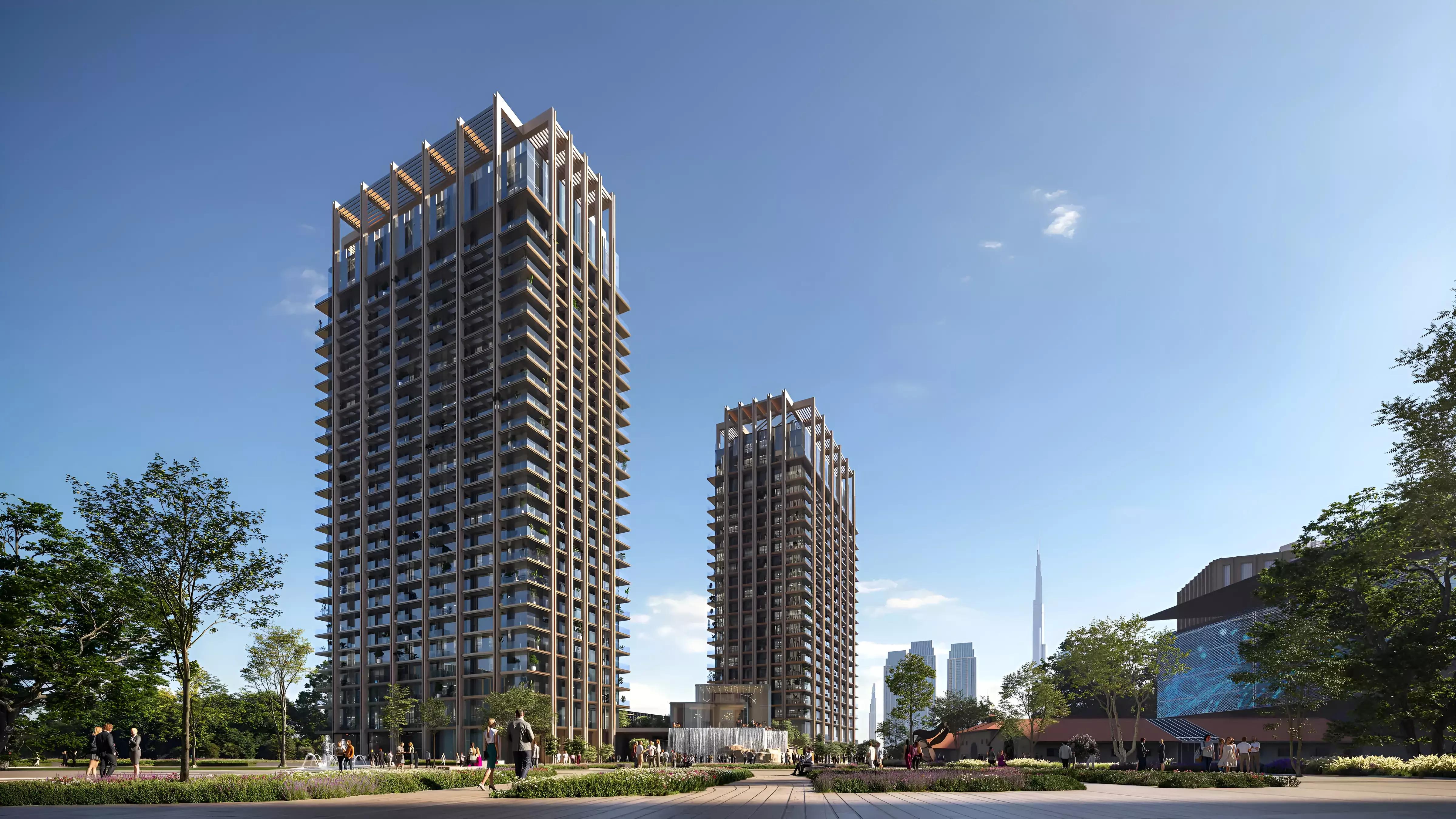 Exterior facade of The Residences DIFC tower in Zabeel District, Dubai