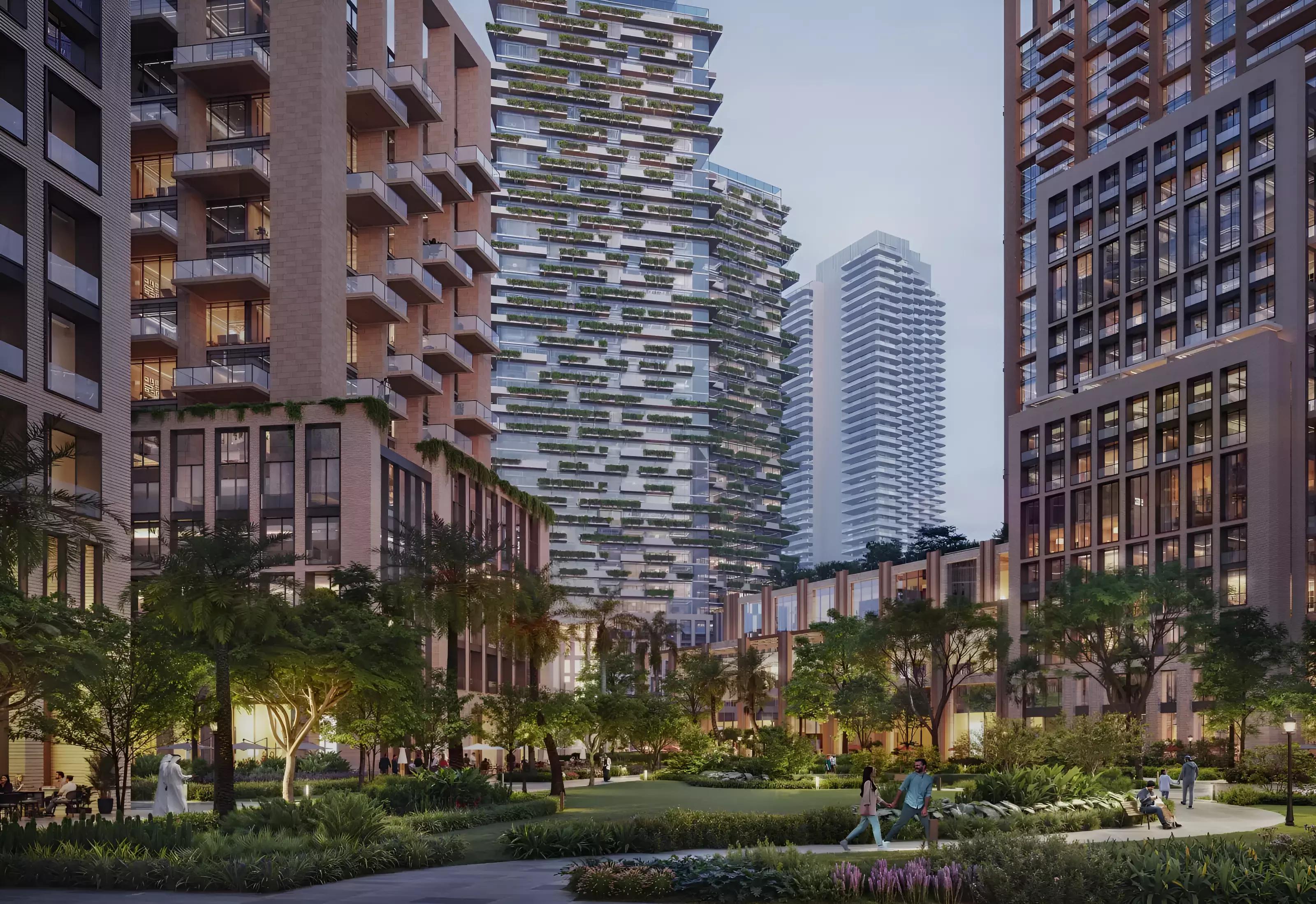 Azizi Milan 51 building facade and entrance, City of Arabia