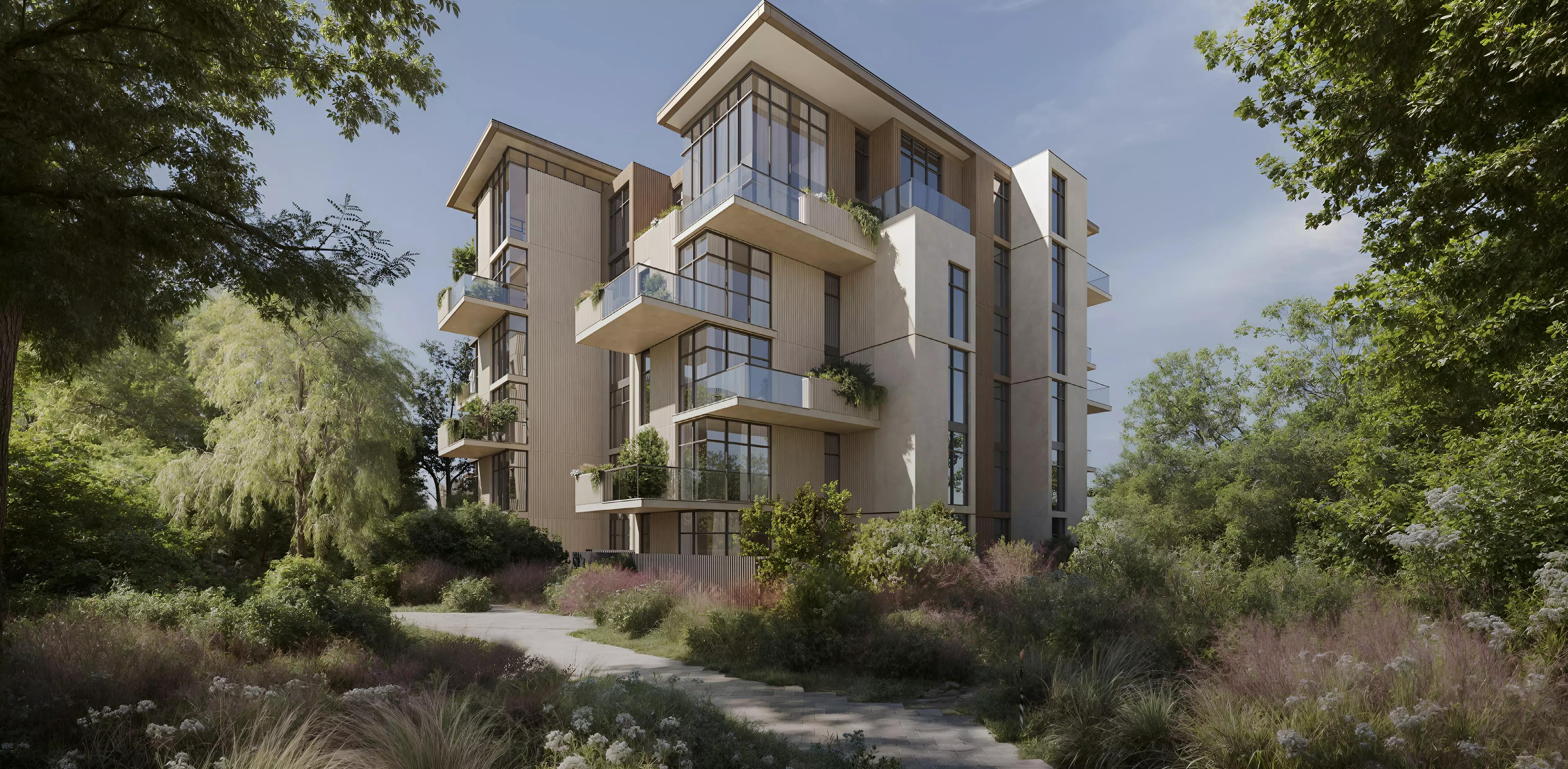 Cilia at Ghaf Woods exterior building facade, Dubai Land, Dubai