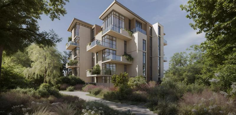 Cilia at Ghaf Woods exterior building facade, Dubai Land, Dubai