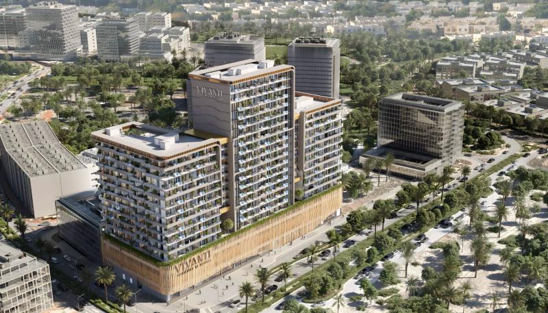Vivanti Residences exterior facade view, Jumeirah Village Circle, Dubai