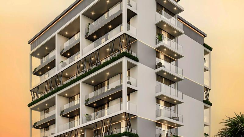 Arib Collection apartment building exterior, Dubai Land Residence Complex, Dubai