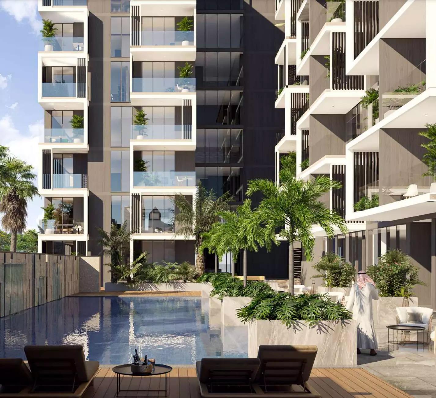 Aura Elegance residential facade and entrance, Dubai Silicon Oasis