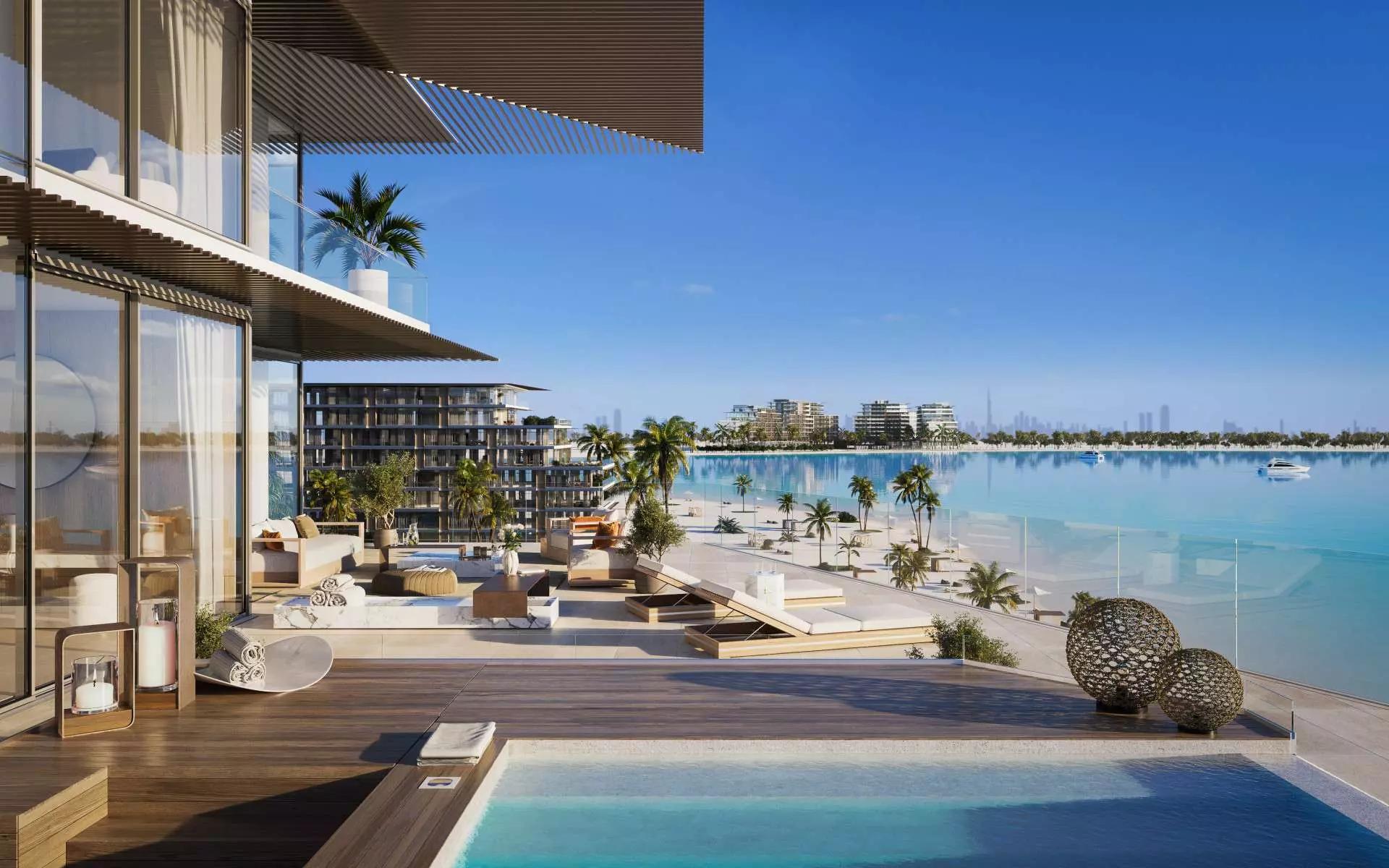 Rixos Hotel & Residences amenity deck and pool area, Dubai Islands