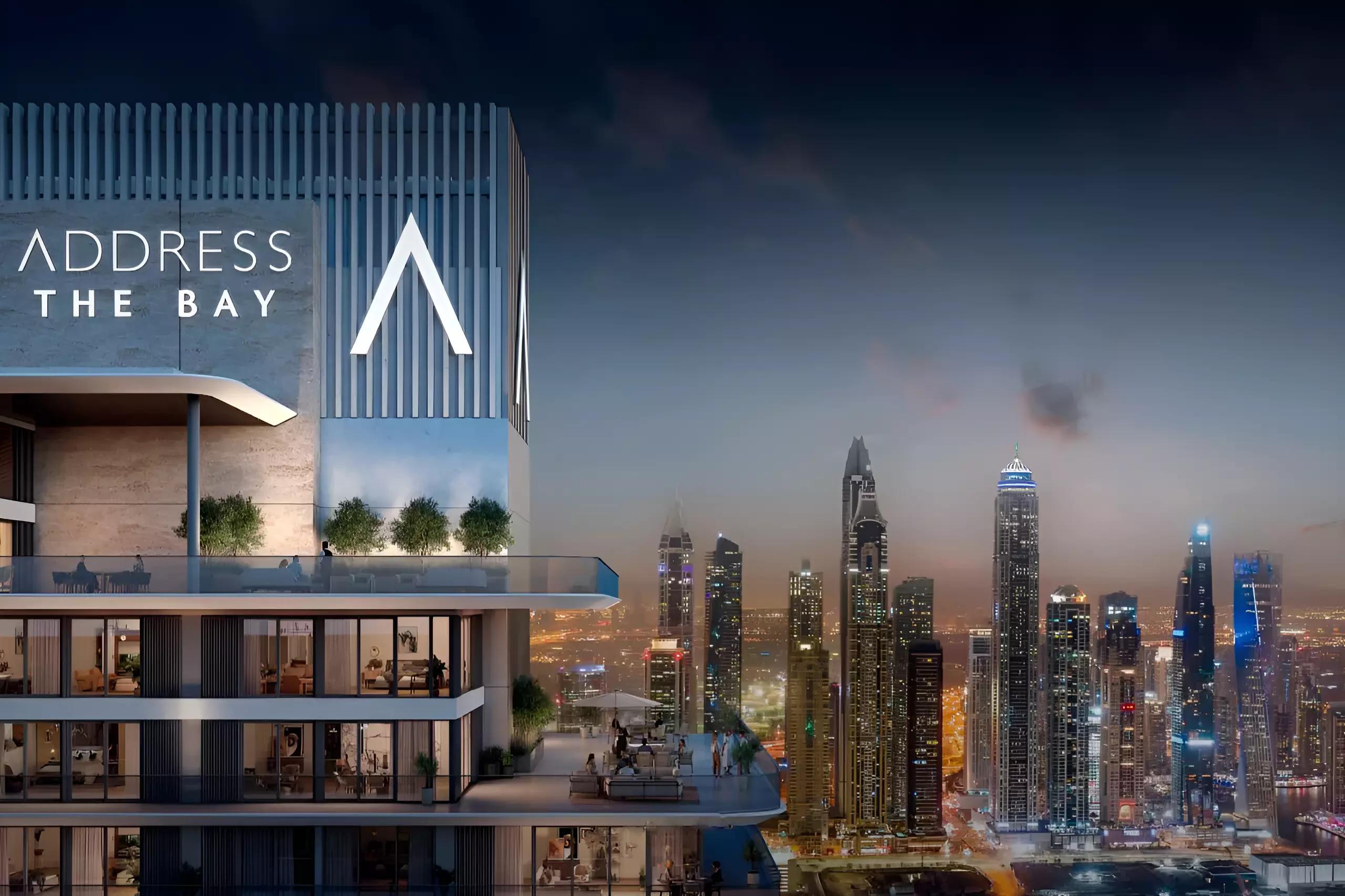 Address Residences The Bay waterfront facade, Dubai Harbour