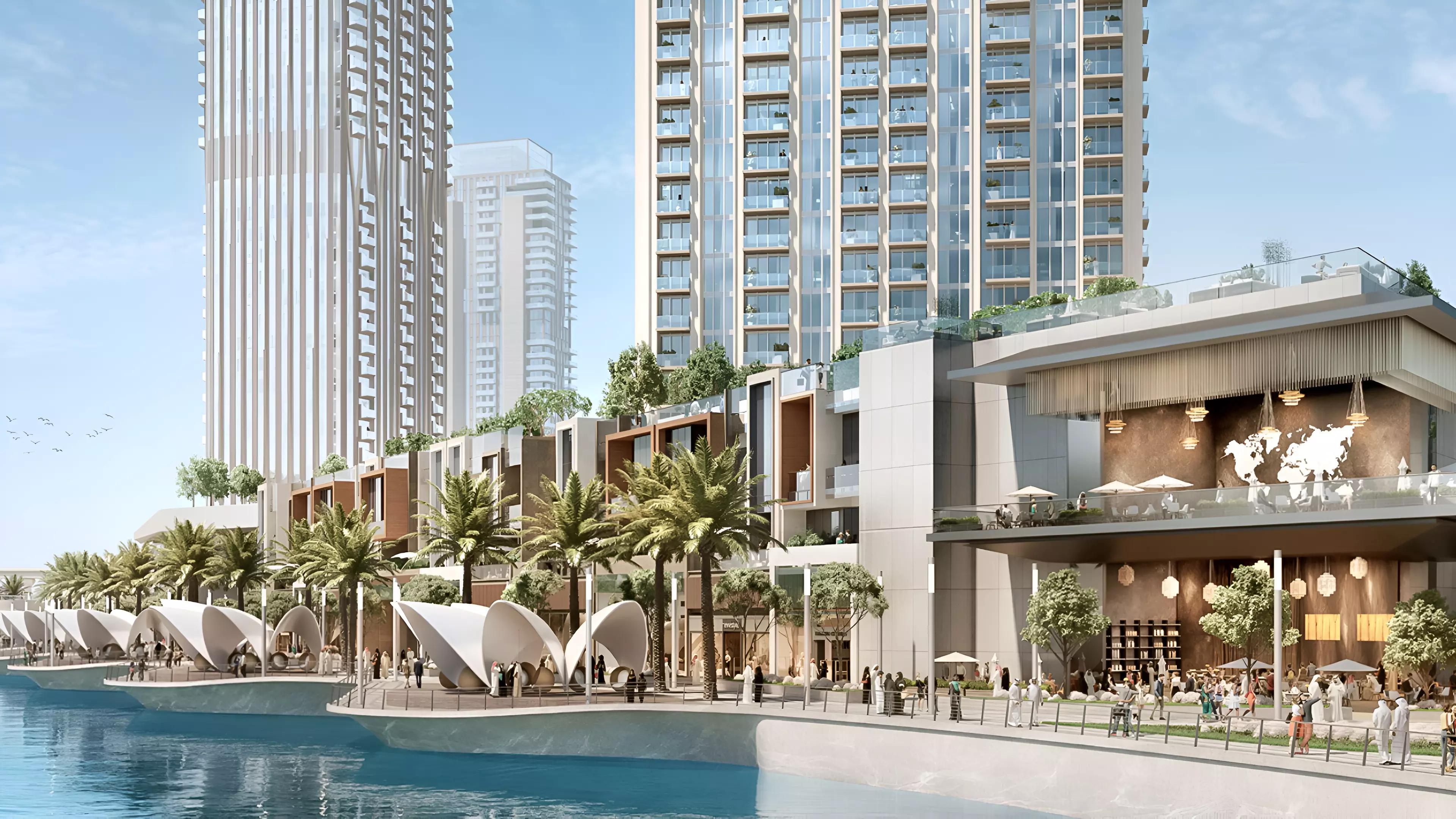 Creek Waters apartment interior living space, Dubai Creek Harbour