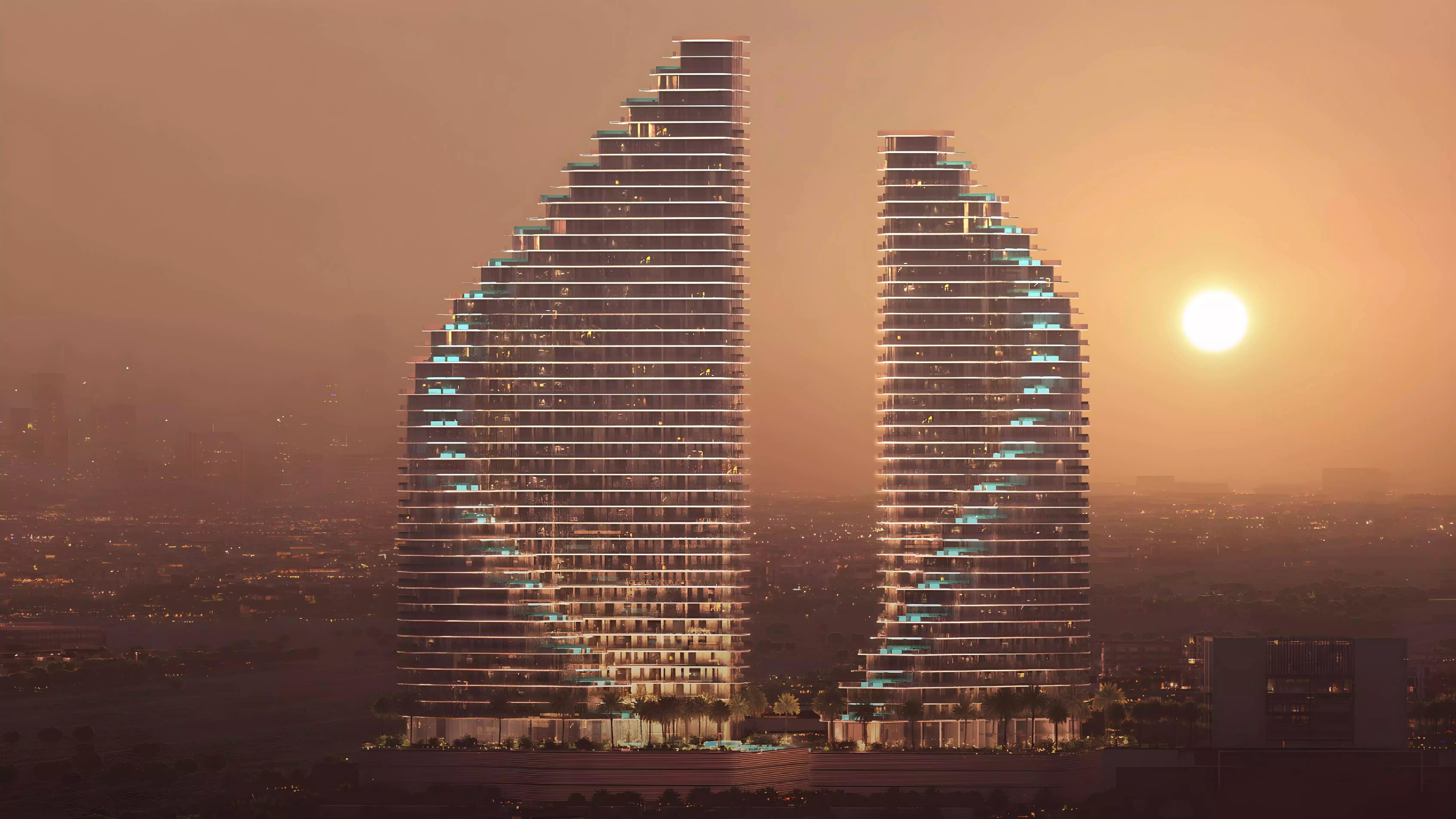Exterior facade of Binghatti Flare 02 tower in Jumeirah Village Triangle, Dubai