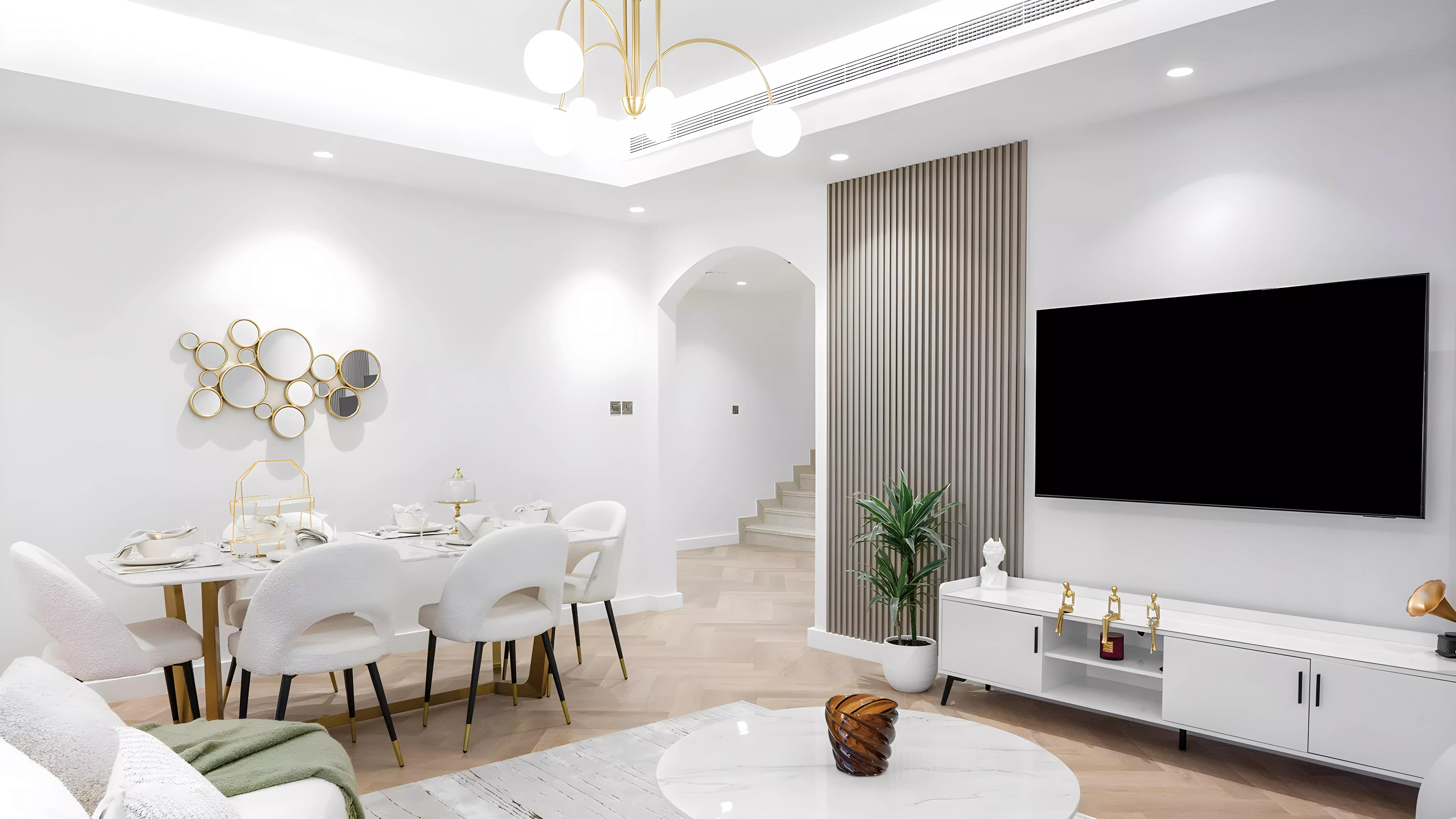 Interior render of an apartment living space at Aurum by Meteora