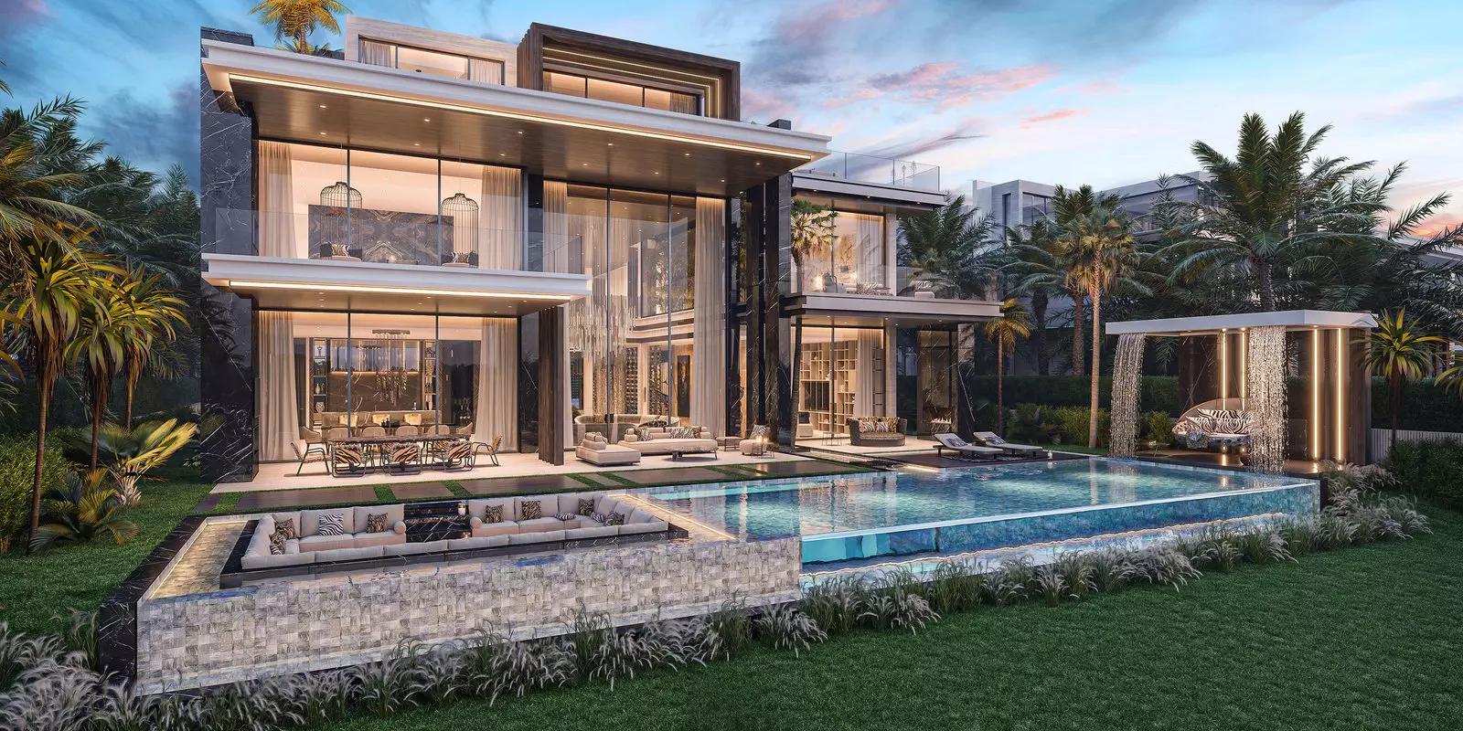 Venice villa exterior with private pool and landscaped garden, DAMAC Lagoons, Dubai