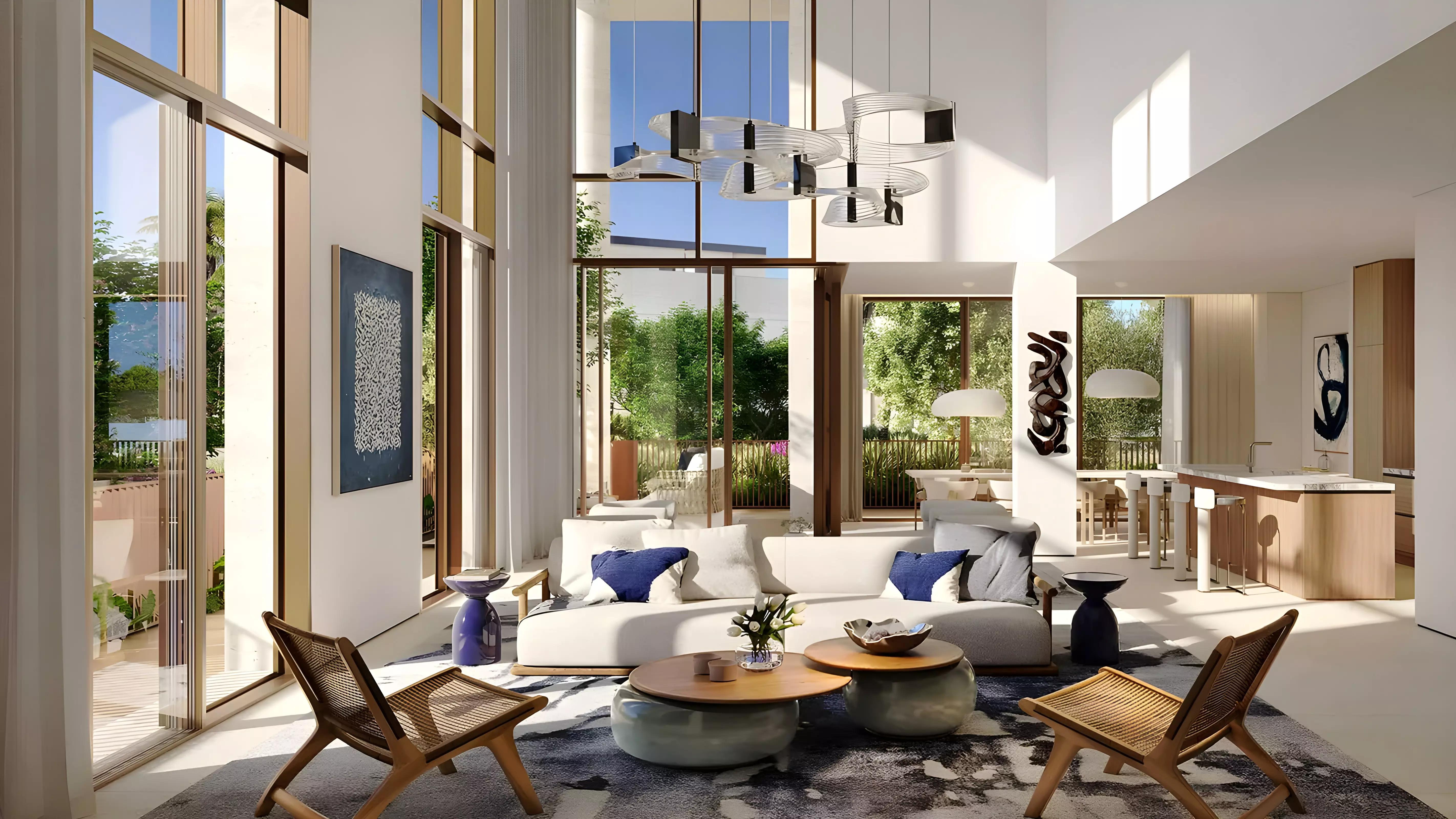 Palm Central Private Residences building facade and landscaping, Palm Jebel Ali, Dubai