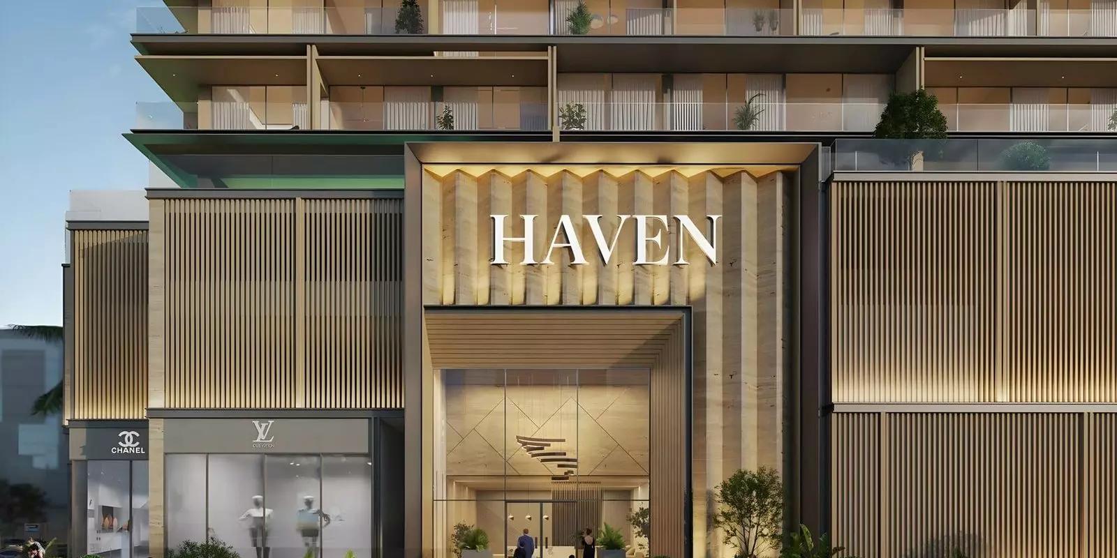 Haven Living building facade and entrance, Dubai Islands