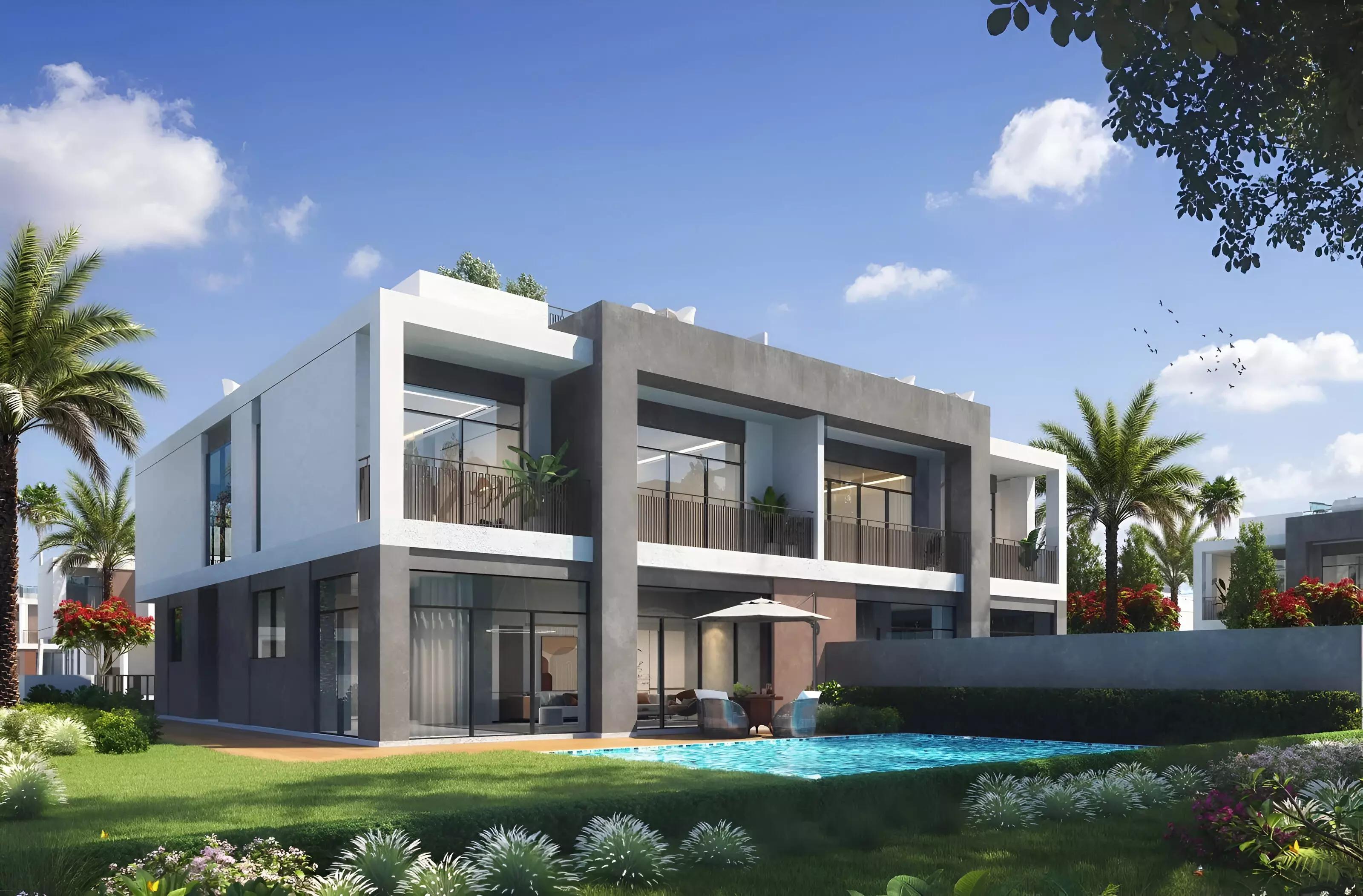 South Bay Phase 4 villa exterior with landscaped frontage, Dubai South, Dubai