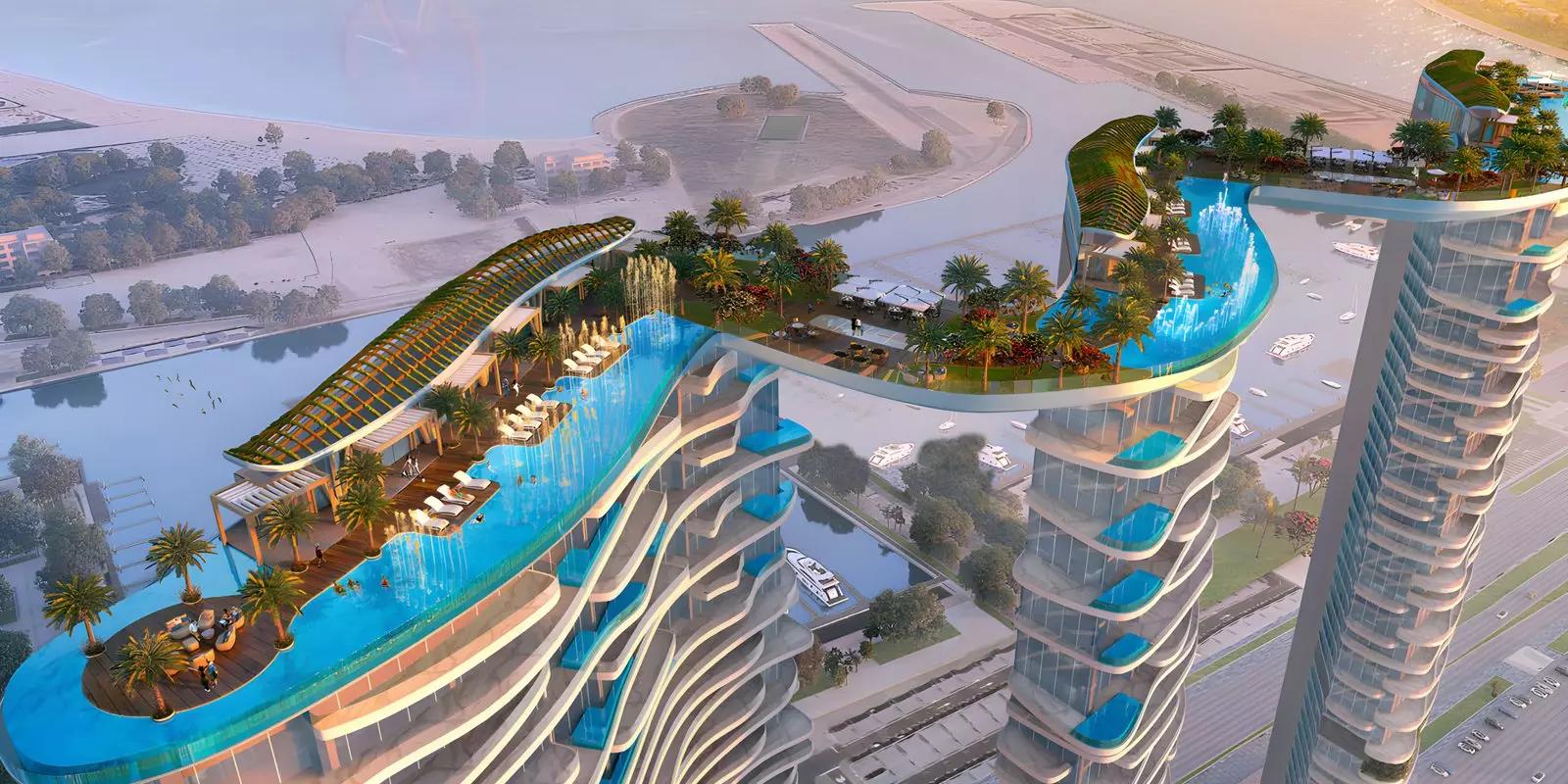 Skycrest Collection waterfront facade and marina outlook, Dubai Harbour