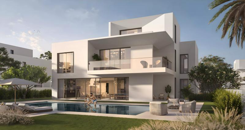 Palmiera 3 villa exterior with landscaped garden, The Oasis by Emaar, Dubai