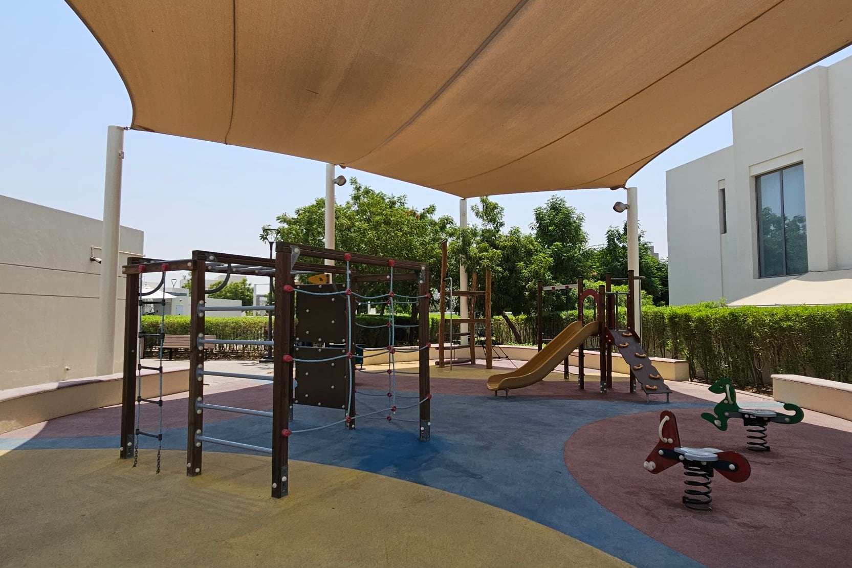 Shaded children's play area at Golf Links, Emaar South