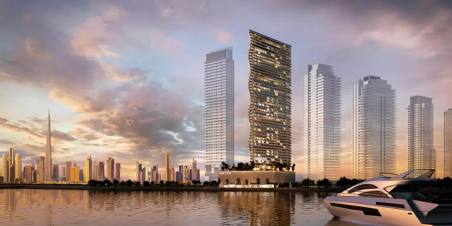 Mar Casa residential tower exterior at Dubai Maritime City