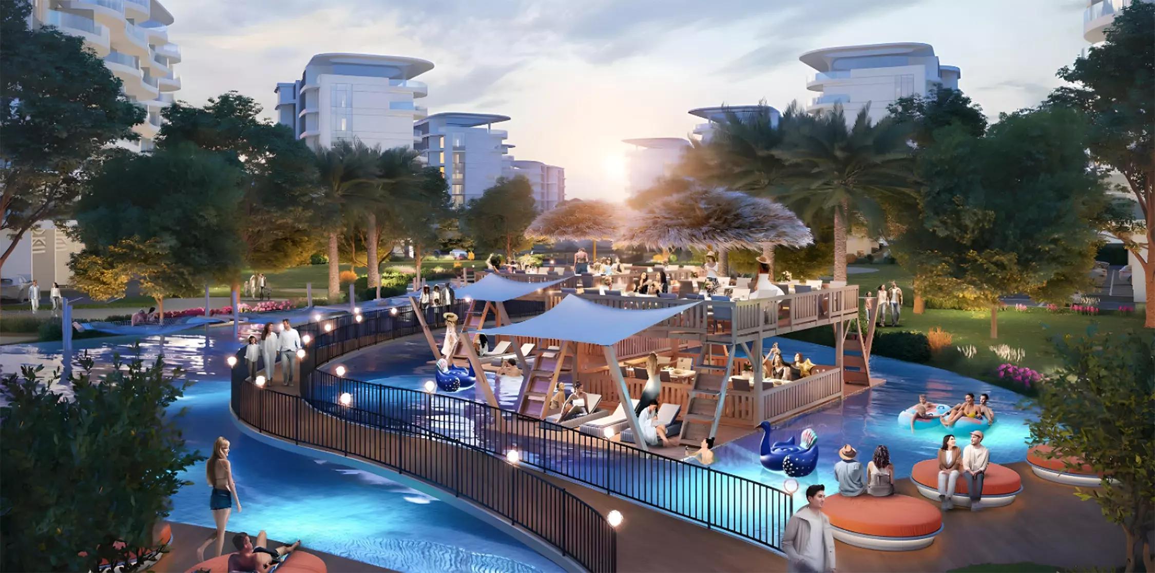 Landscaped courtyard and walkway at Damac Lagoon Views, DAMAC Lagoons, Dubai