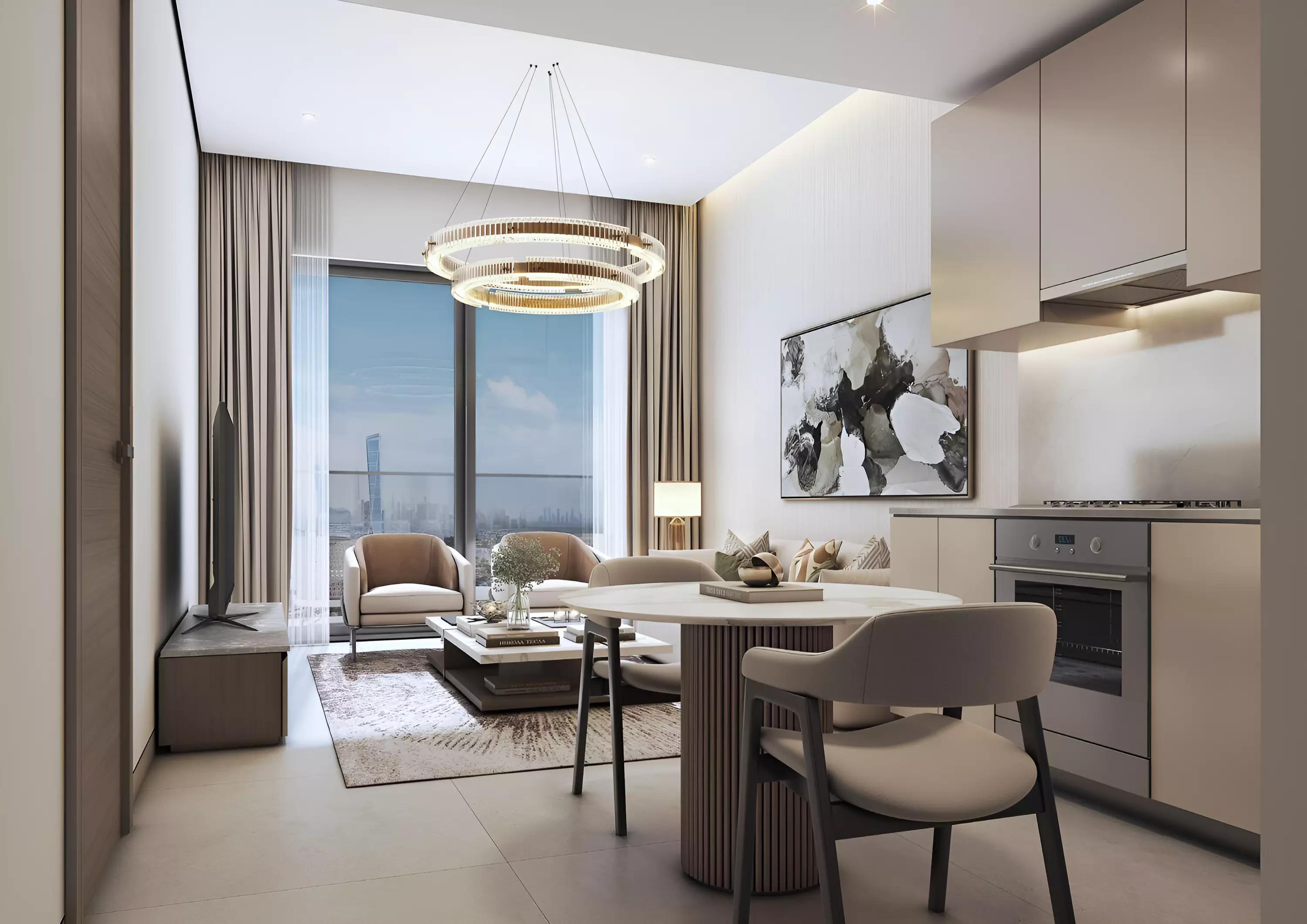 Facade and architectural detail of The Horizon at Sobha Central apartments