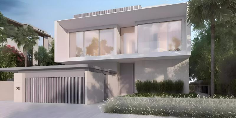 Azure Blue Villas exterior facade, The Beach Collection, Palm Jebel Ali, Dubai