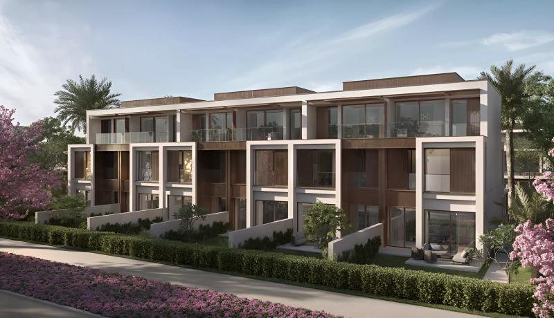 Townhouse exterior with landscaped front garden, Nad Al Sheba Gardens Phase 6, Dubai